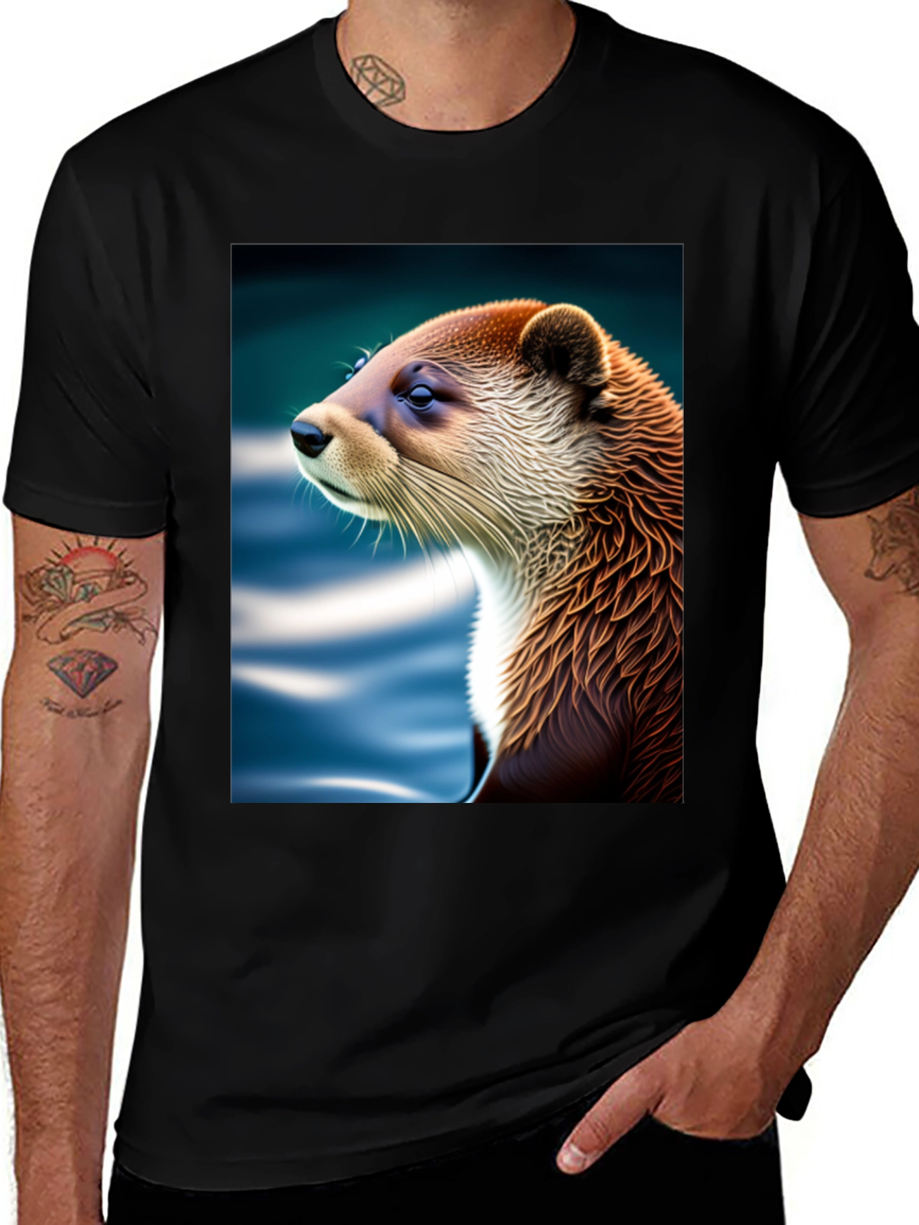 Variant 22 of Otter Graphic Tee - Black Unisex T-Shirt