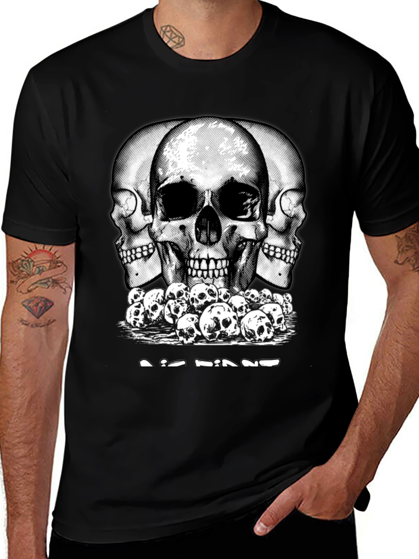Variant 4 of Skull Pile Graphic Tee - Black Cotton Blend