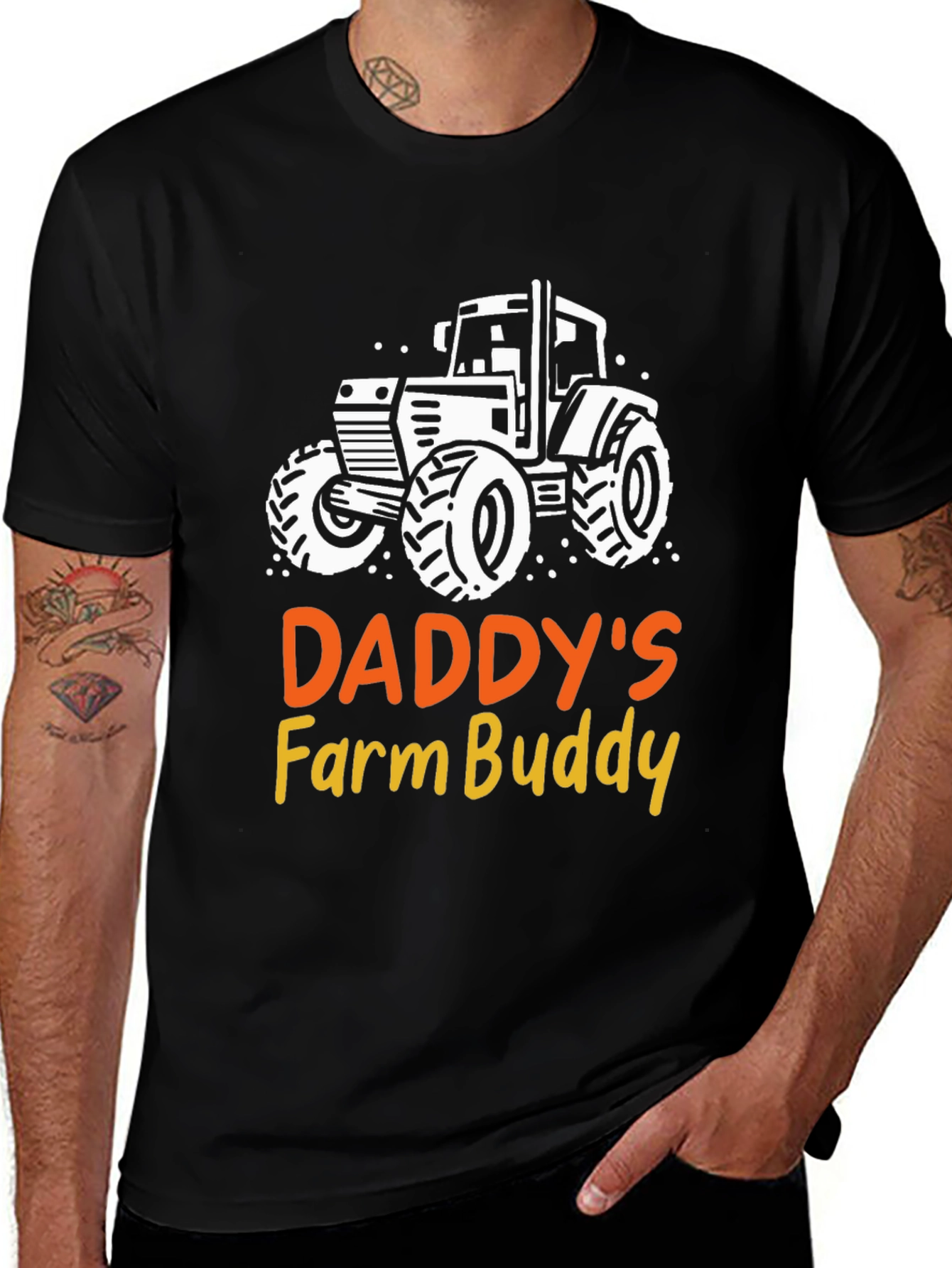 Variant 8 of Daddy's Farm Buddy Black T-Shirt