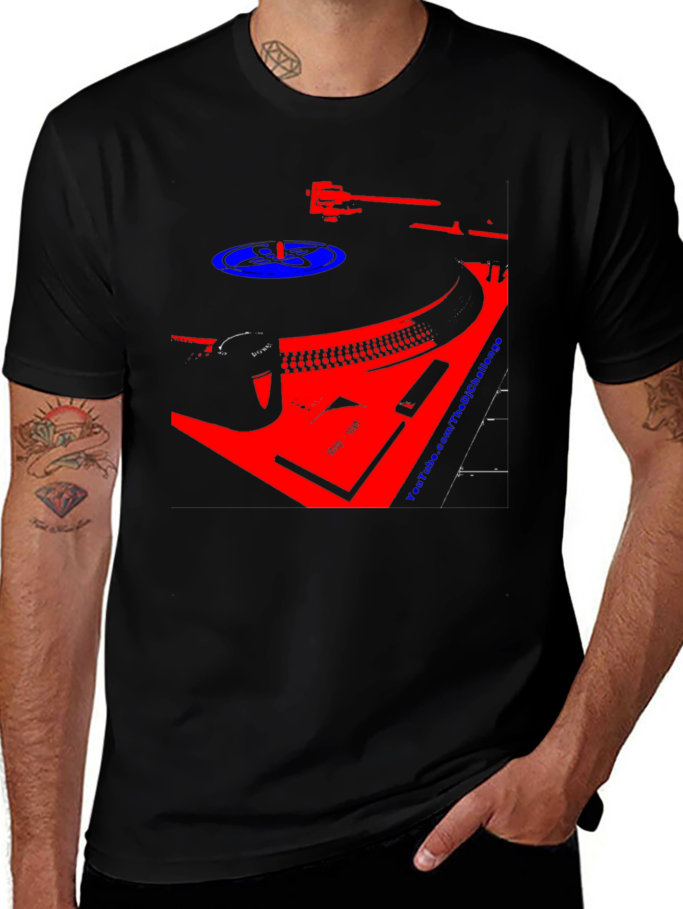 Variant 24 of DJ Turntable Graphic Tee - Black