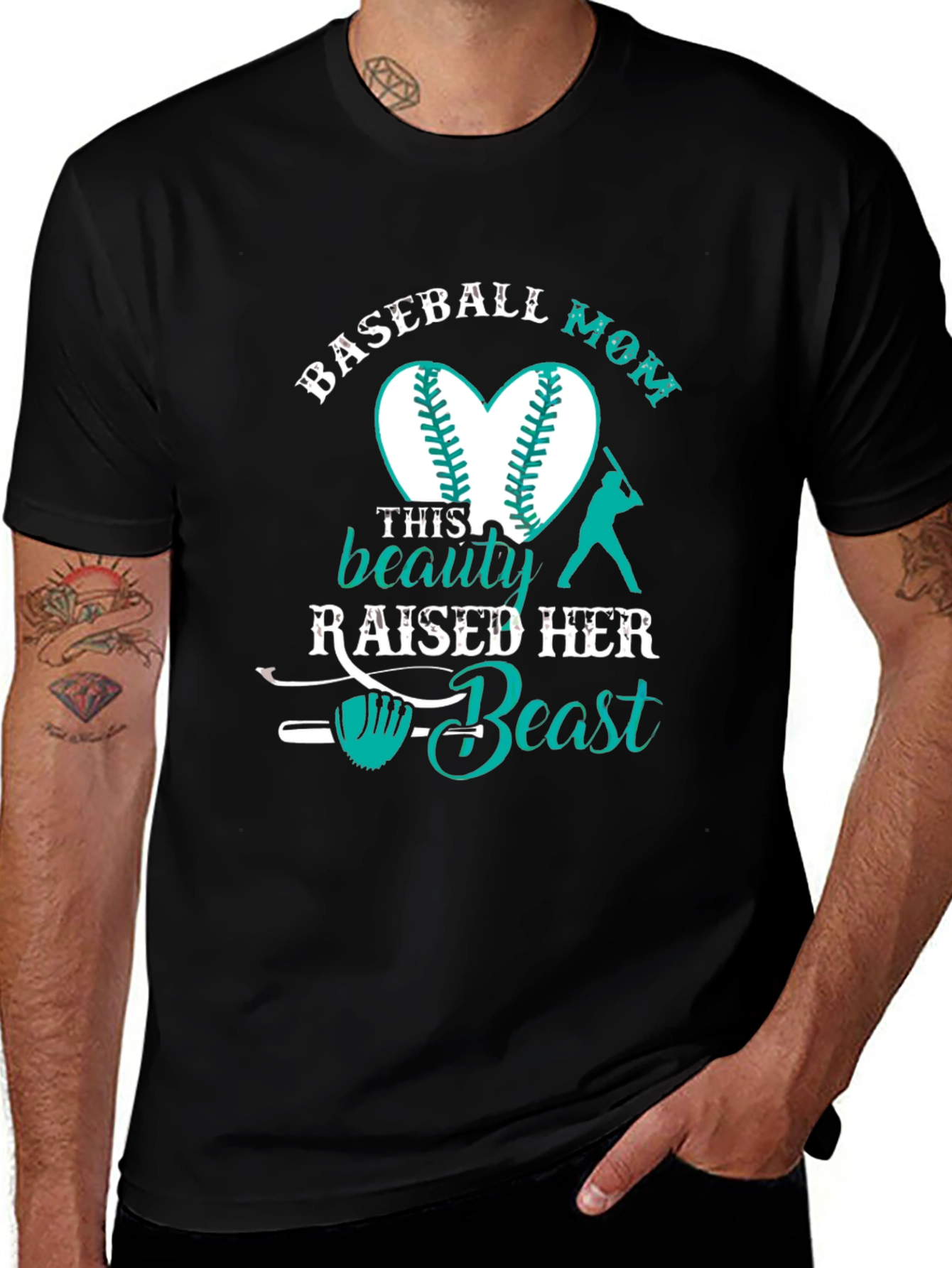 Variant 3 of Baseball Mom Graphic T-Shirt - Beauty & Beast Design