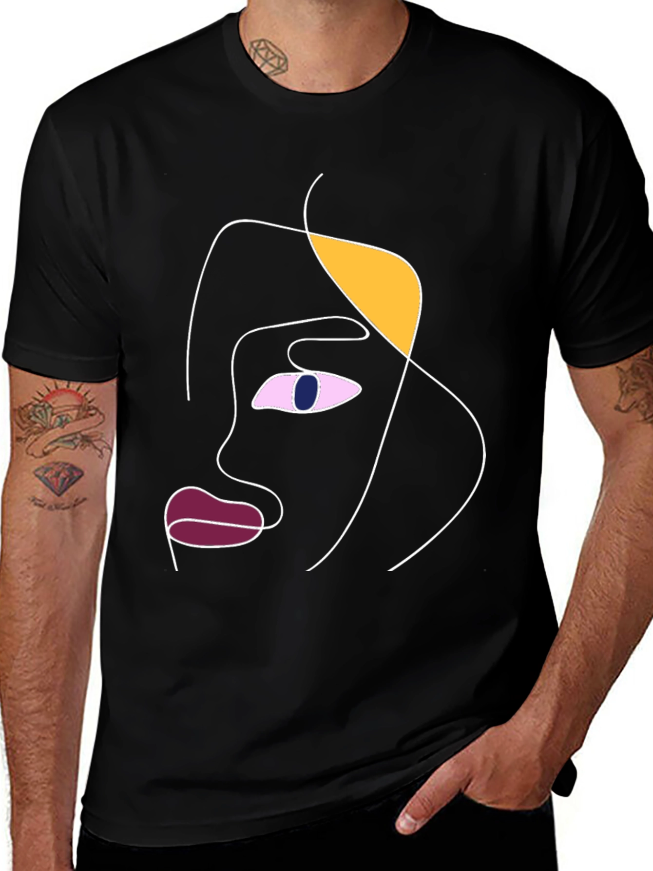 Variant 9 of Abstract Face Line Art Graphic Tee
