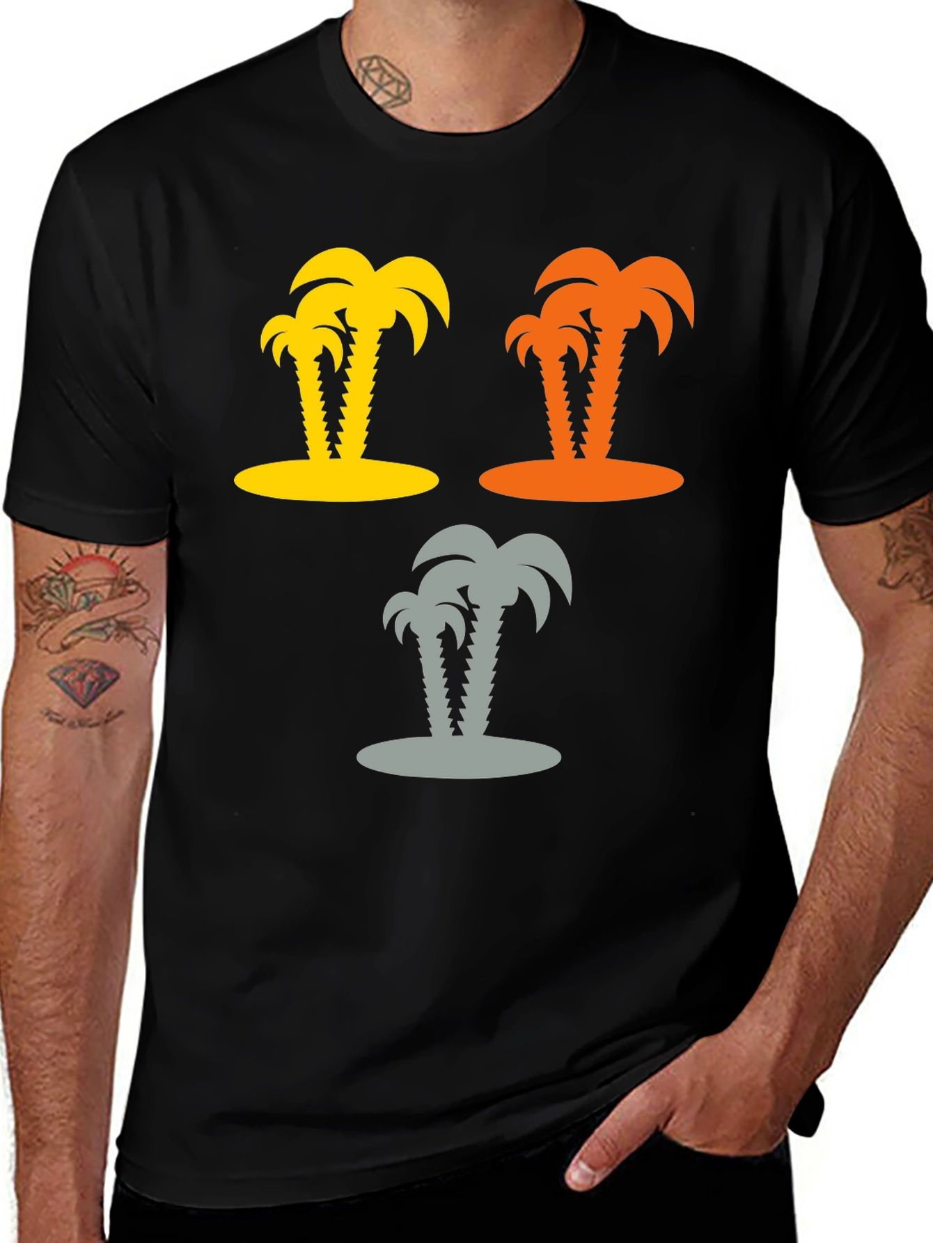 Variant 10 of Tropical Palm Tree Graphic T-Shirt - Black