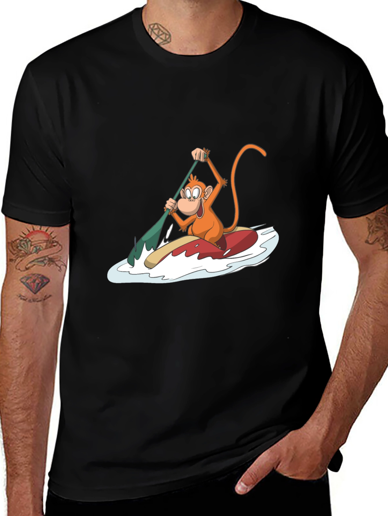 Monkey Paddling T-Shirt - Fun Graphic Tee