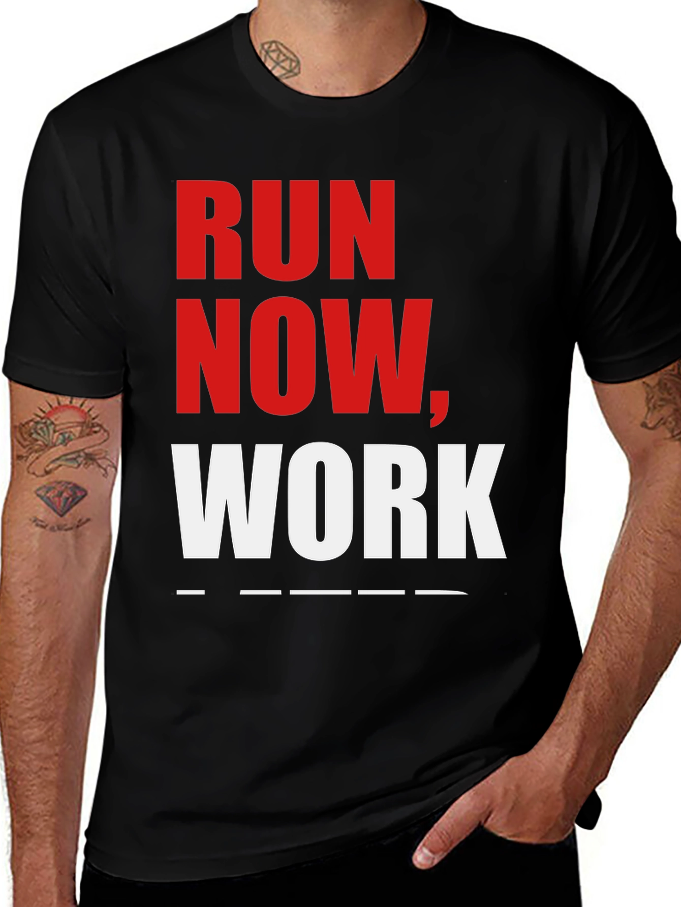 Variant 19 of Run Now, Work Later Black Graphic T-Shirt