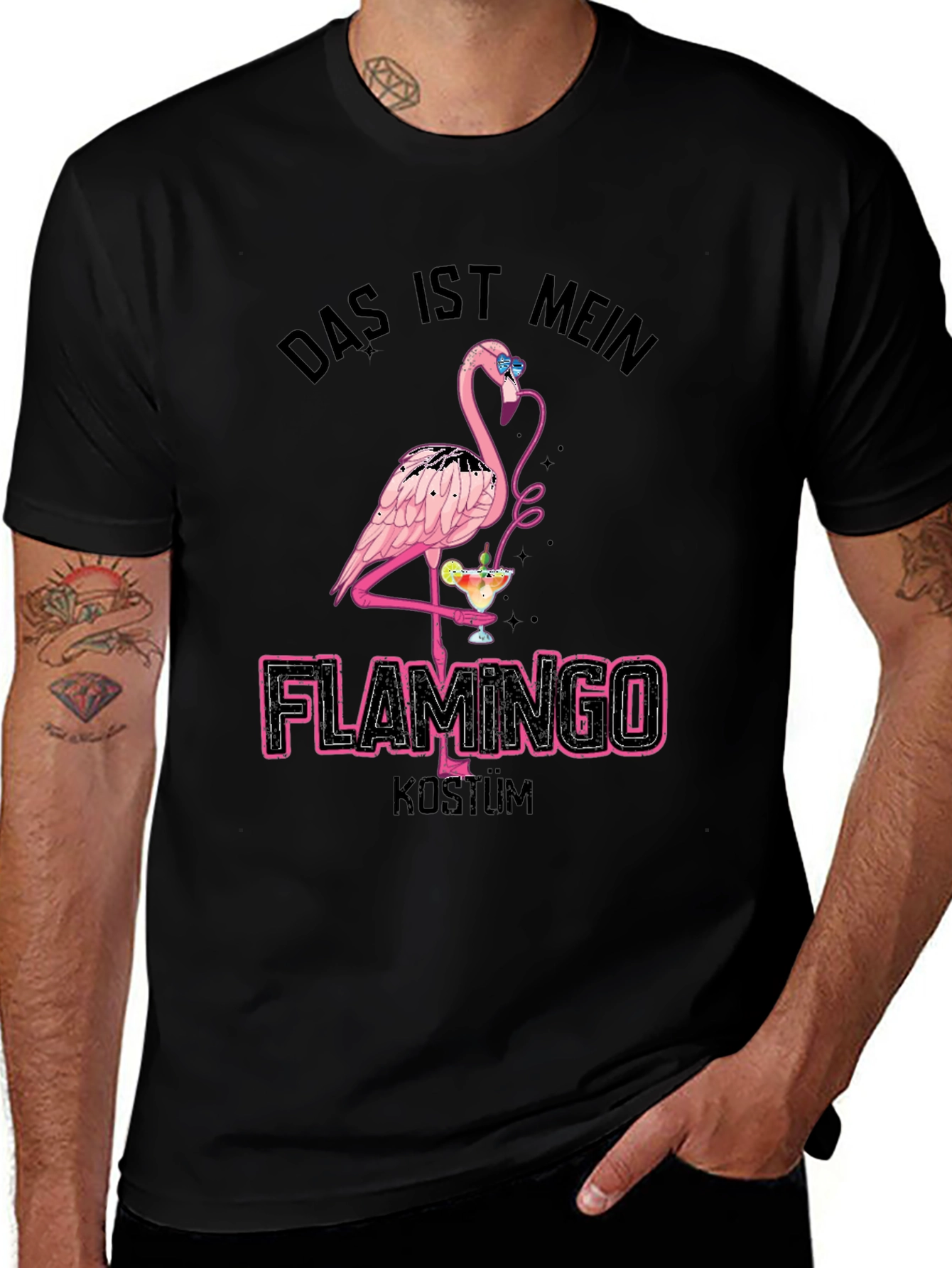 Variant 9 of Das Ist Mein Flamingo Kostum Black T-Shirt