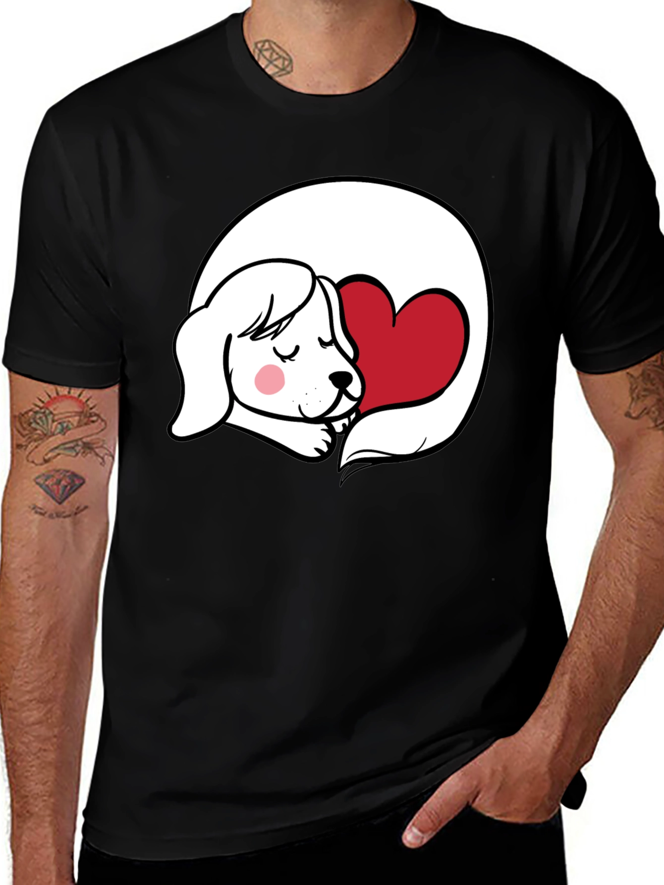 Variant 5 of Cute Dog & Heart Graphic Tee