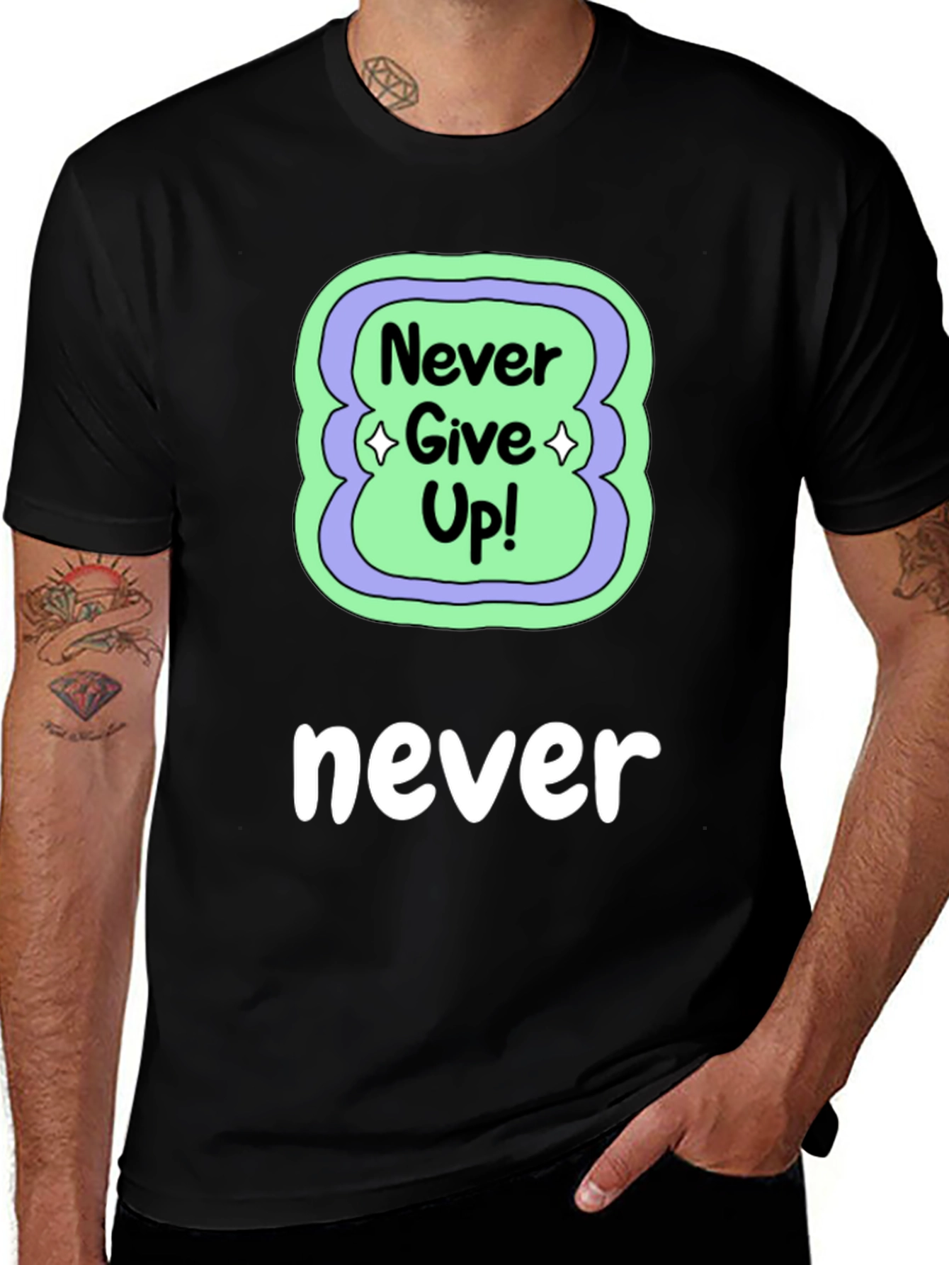 Variant 20 of Never Give Up Black T-Shirt
