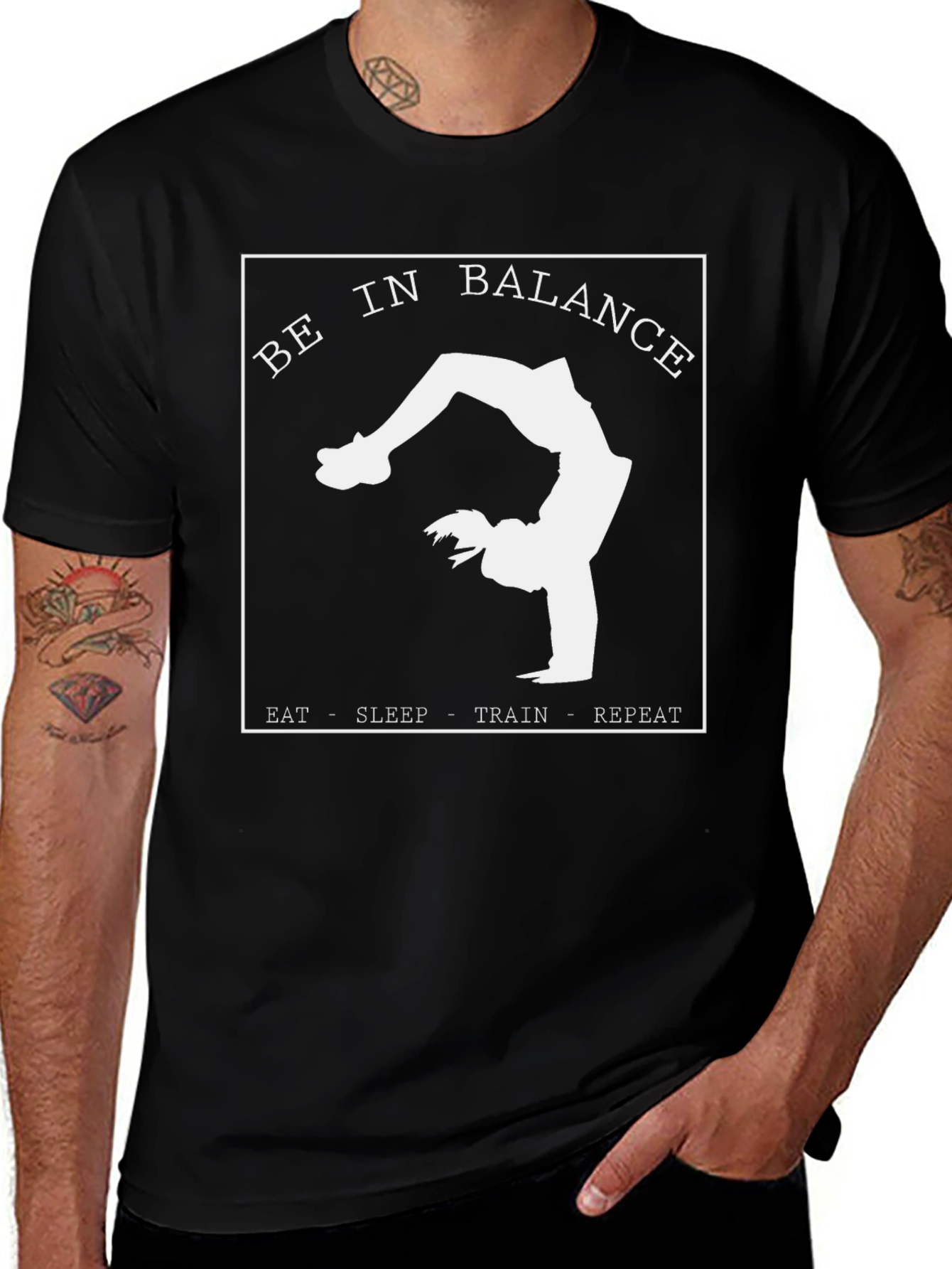 Variant 16 of Be In Balance Graphic Tee - Eat, Sleep, Train, Repeat