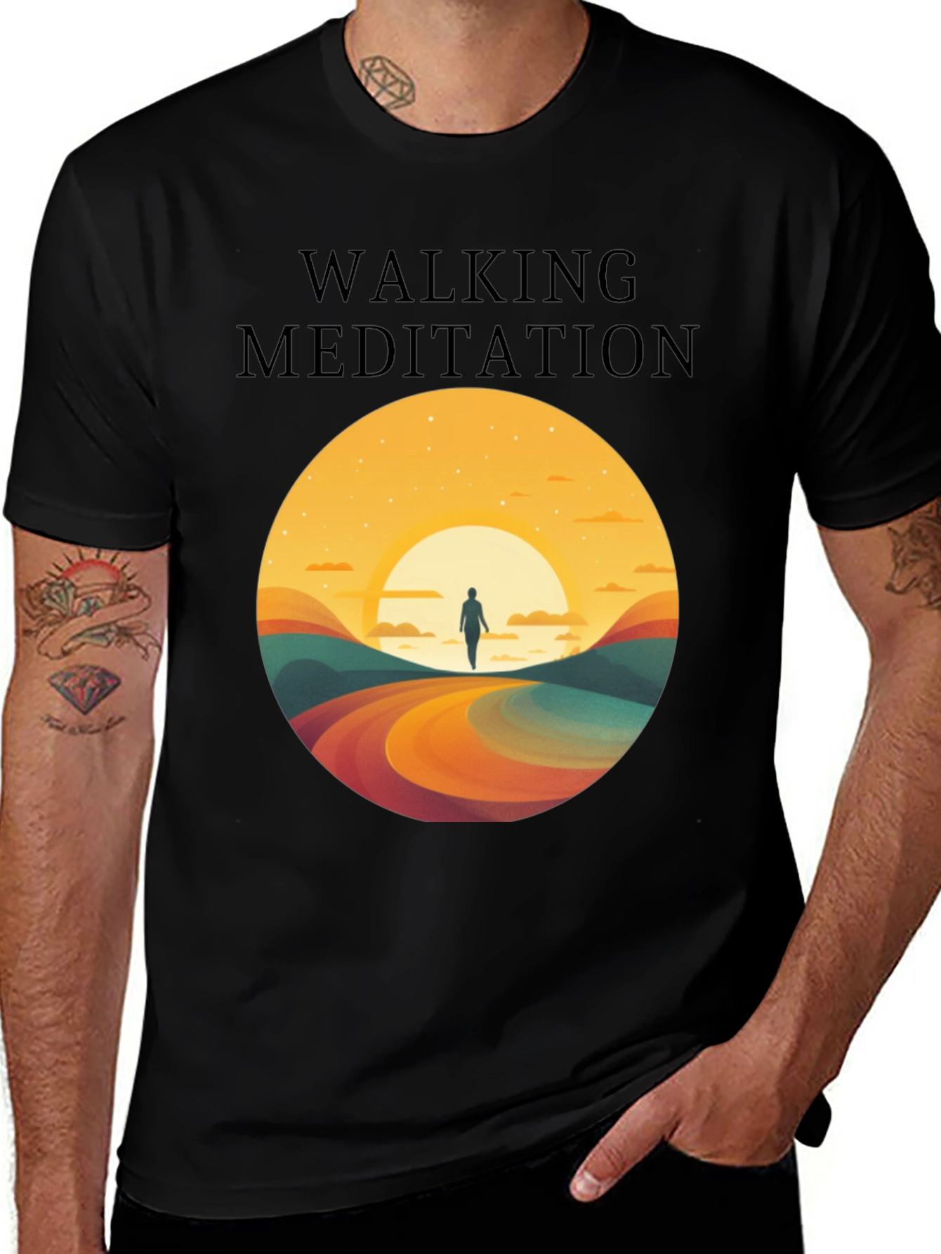 Walking Meditation Graphic Tee - Zen Mindful Shirt
