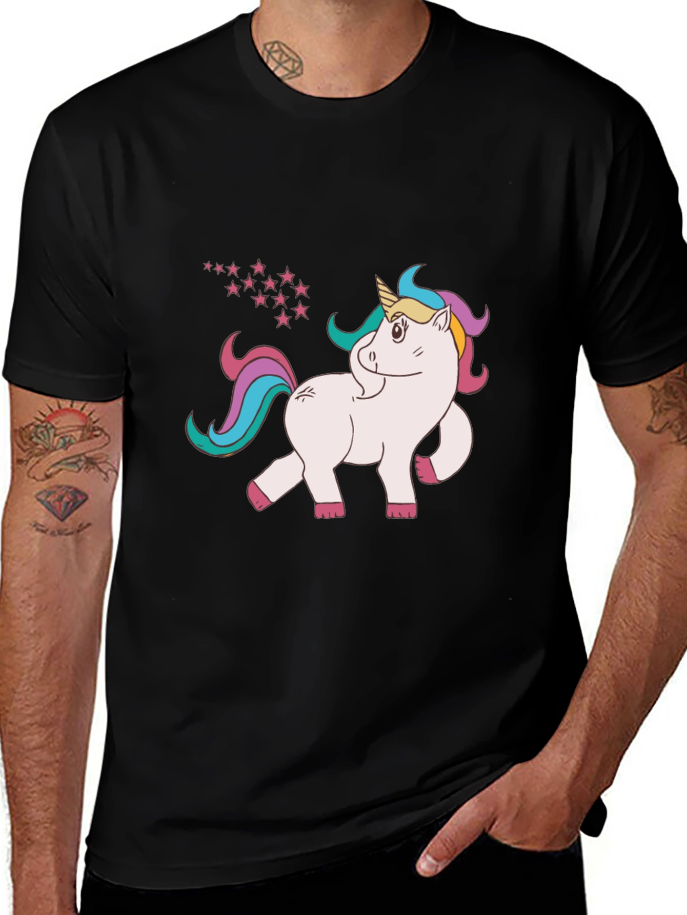 Variant 7 of Unicorn Stars Black Tee - Magical Comfort
