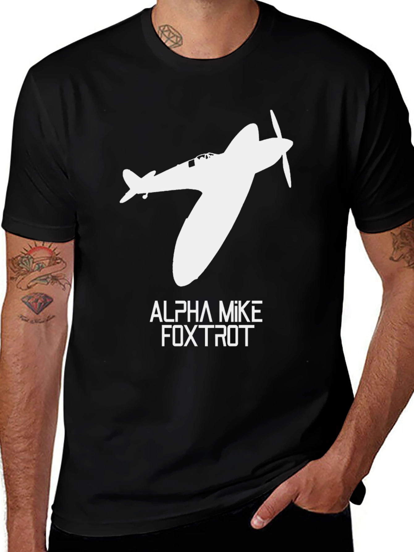Variant 24 of Spitfire Plane T-Shirt - Alpha Mike Foxtrot