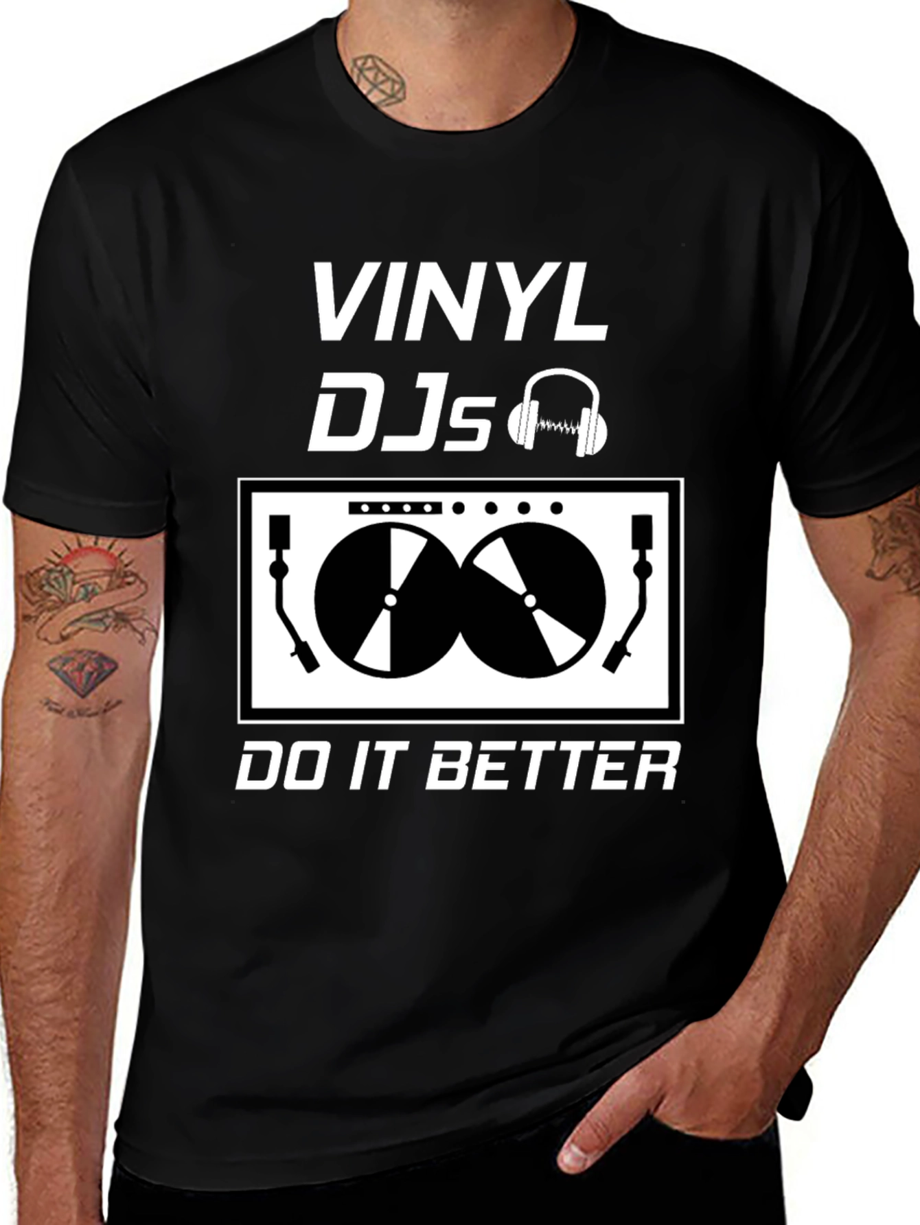 Black Vinyl DJs Do It Better Graphic T-Shirt main image