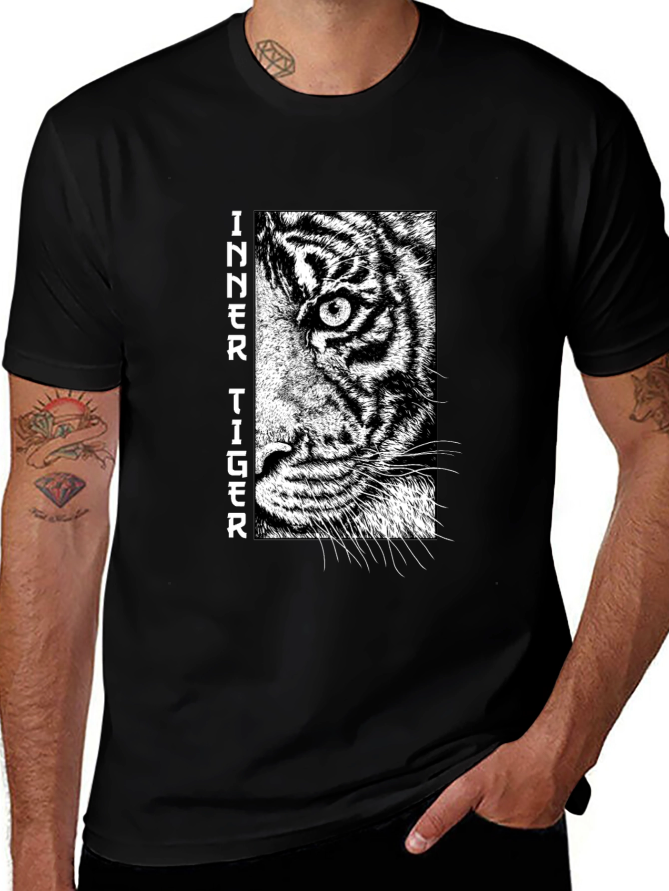 Variant 23 of Inner Tiger Graphic Tee - Unisex Black T-Shirt