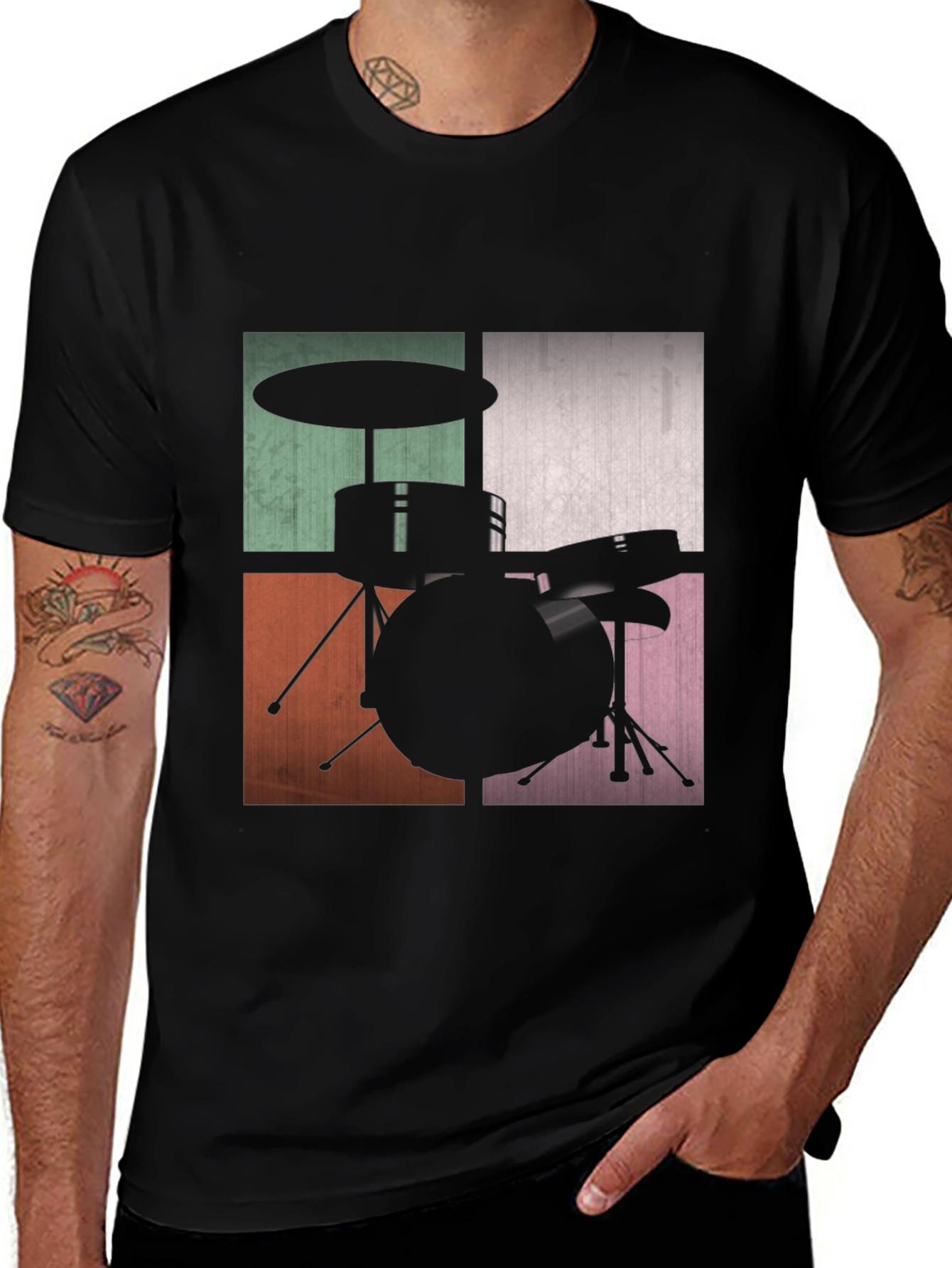 Variant 17 of Drum Set Graphic Tee - Musical Instrument T-Shirt