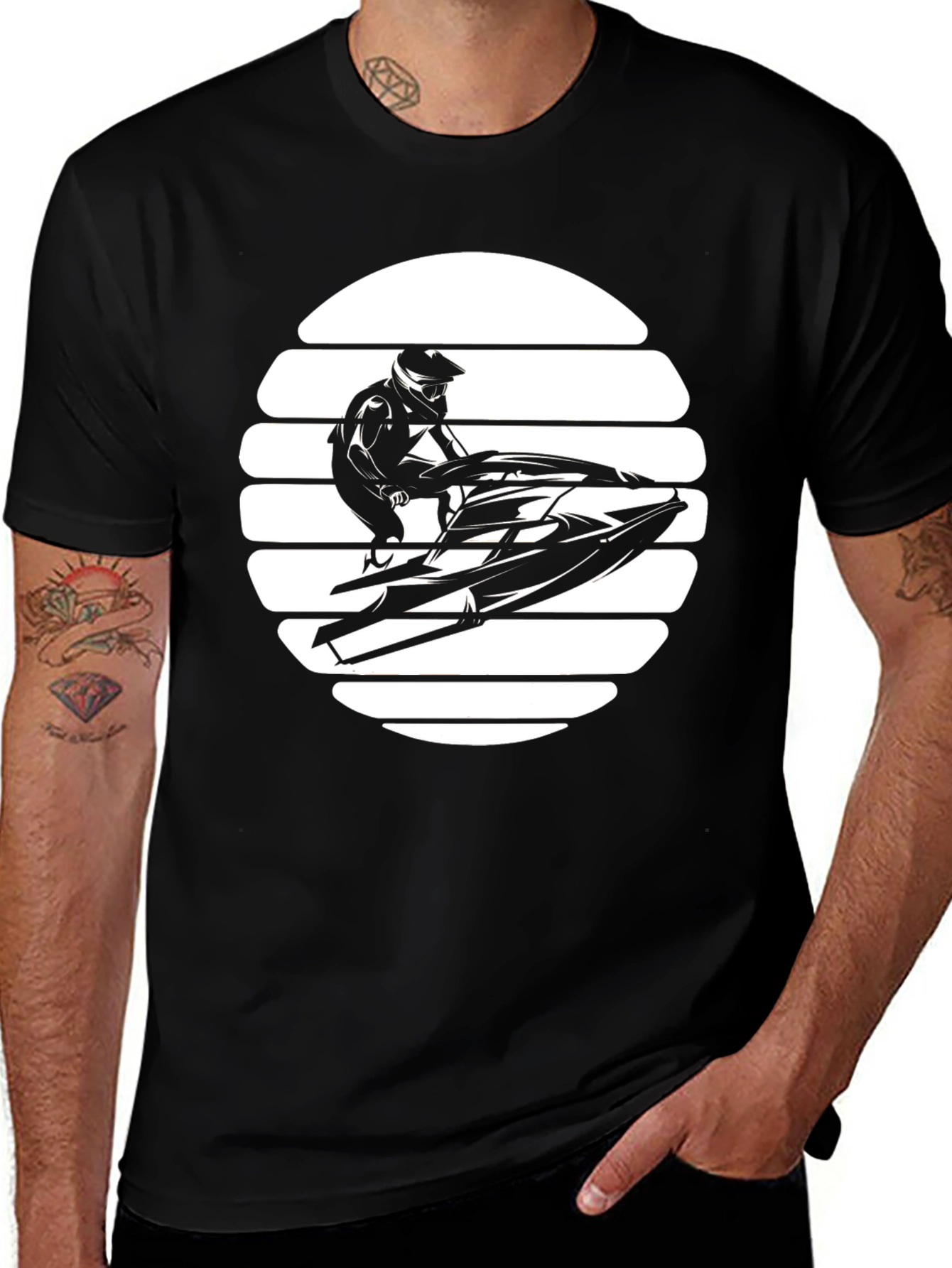 Variant 26 of Jet Ski Sunset Graphic T-Shirt - Black