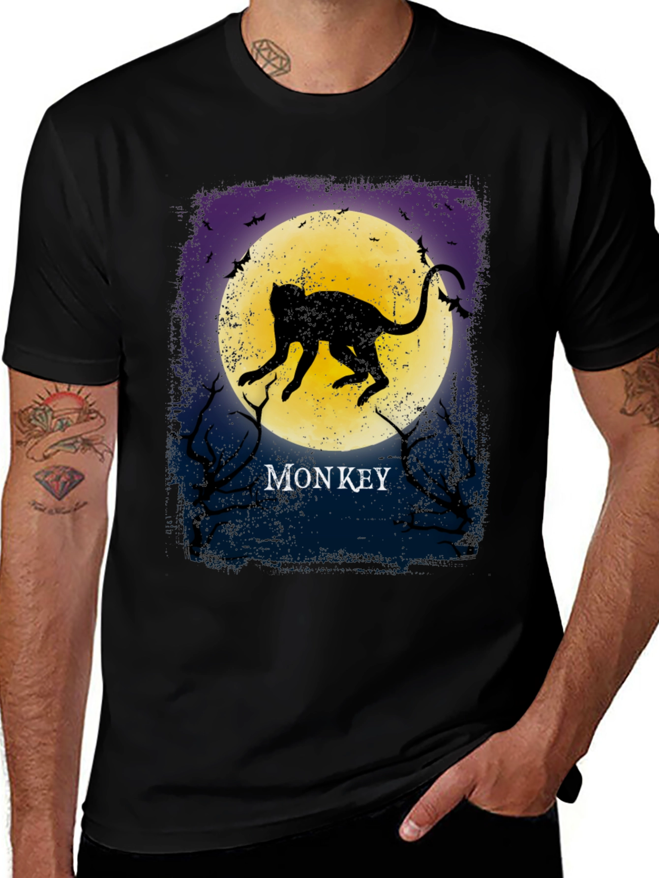 Variant 23 of Monkey Silhouette T-Shirt - Moonlit Graphic Tee
