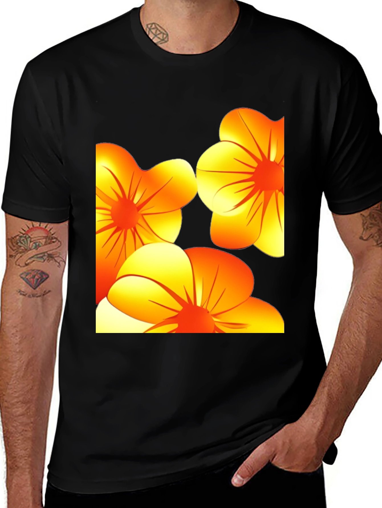 Variant 18 of Floral Graphic Black T-Shirt