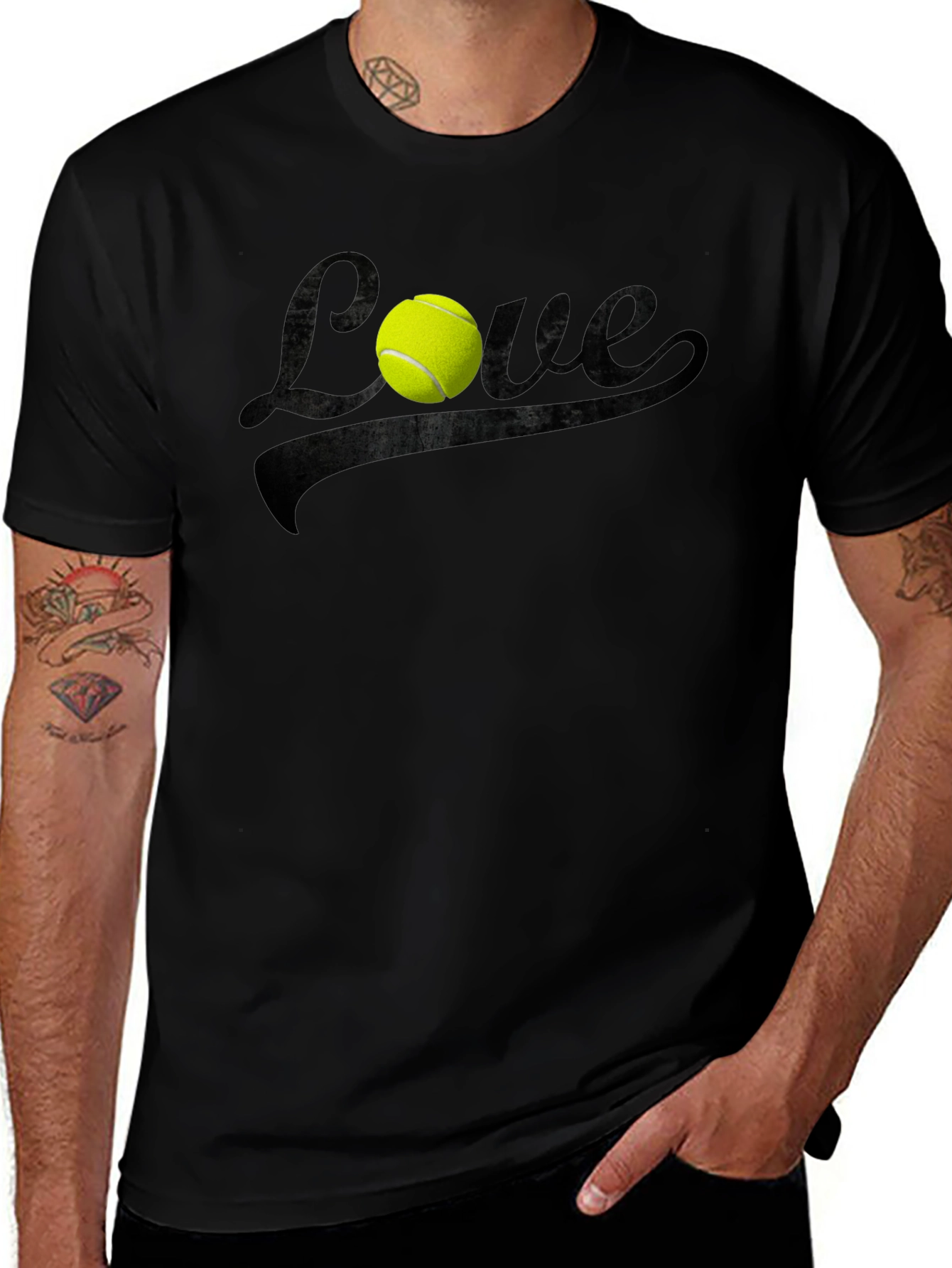 Variant 16 of Tennis Love Graphic Black T-Shirt