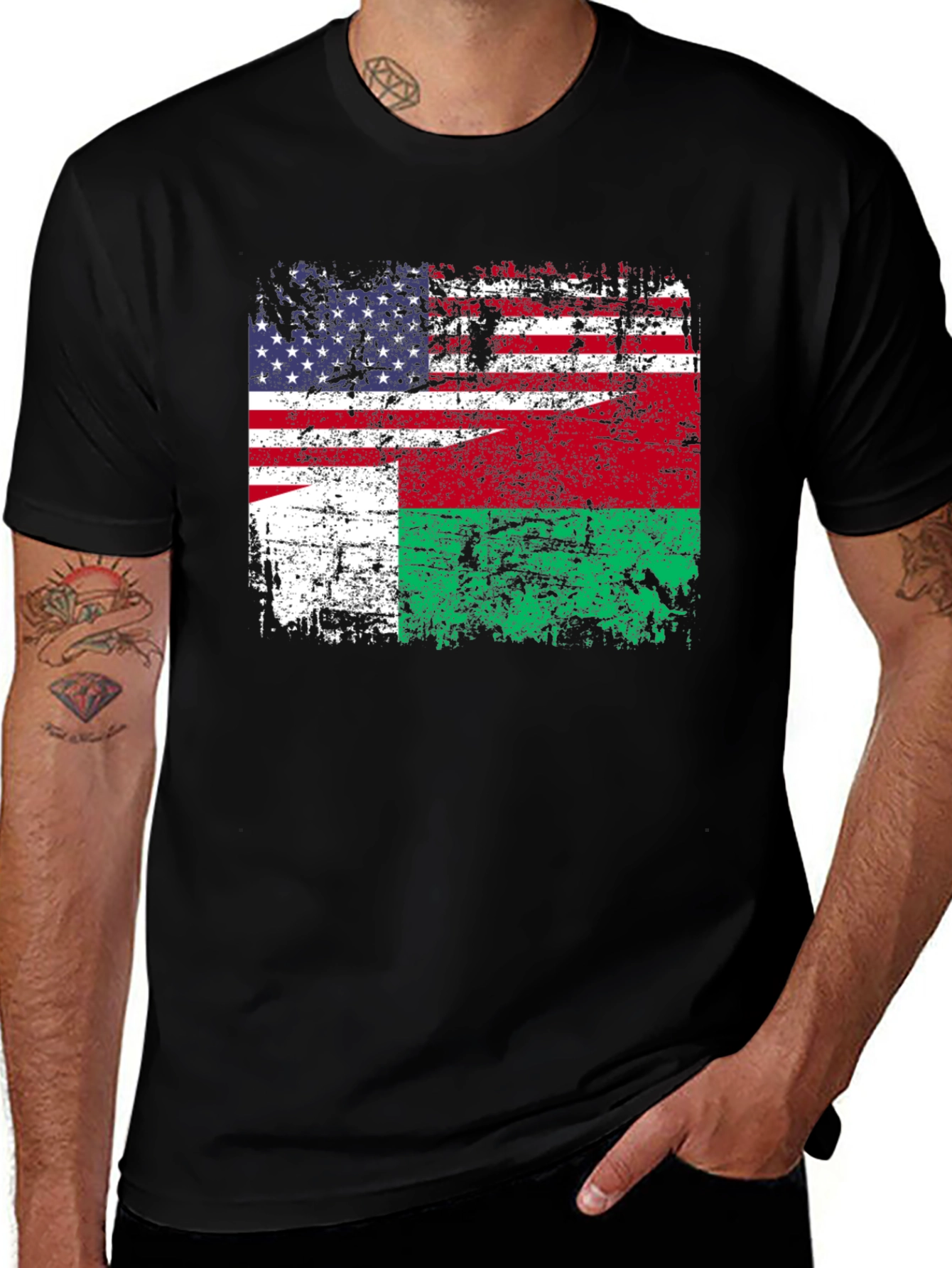 Variant 21 of US Madagascar Flag T-Shirt - Patriotic Design