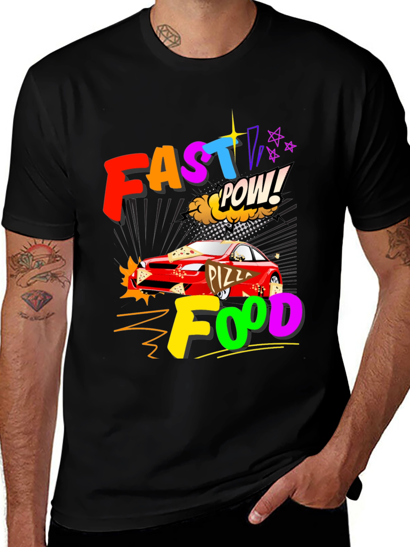 Variant 18 of Fast Pizza Food Car Graphic T-Shirt