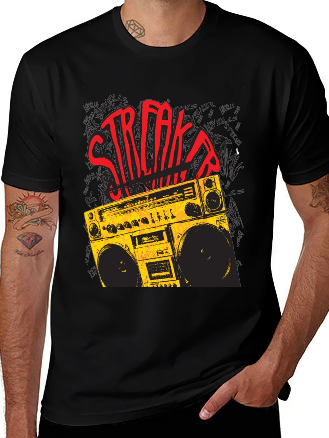 Variant 10 of Retro Boombox Graphic T-Shirt - Vintage Music Lover Tee