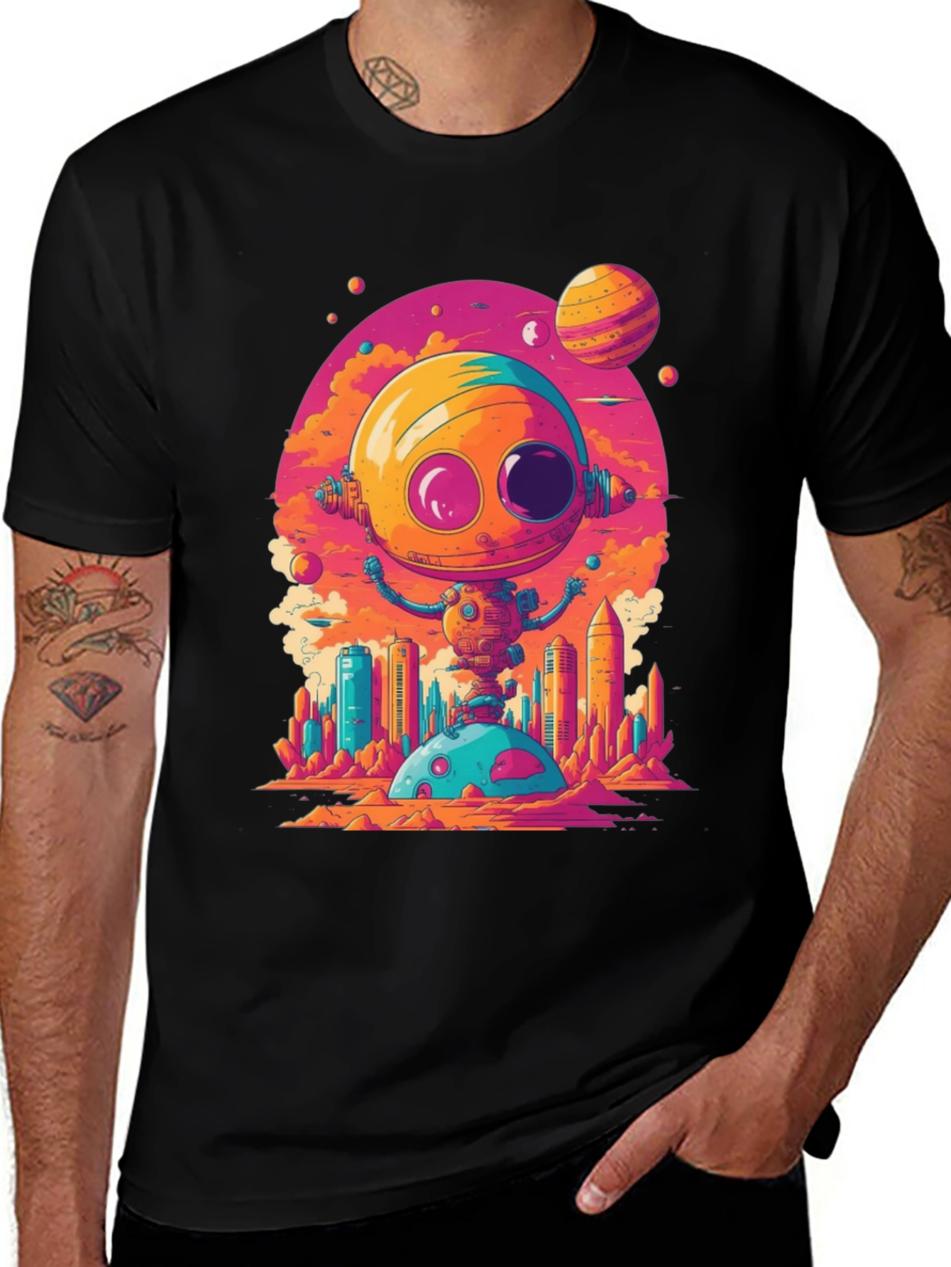 Variant 22 of Sci-Fi Robot T-Shirt - Retro Space Design