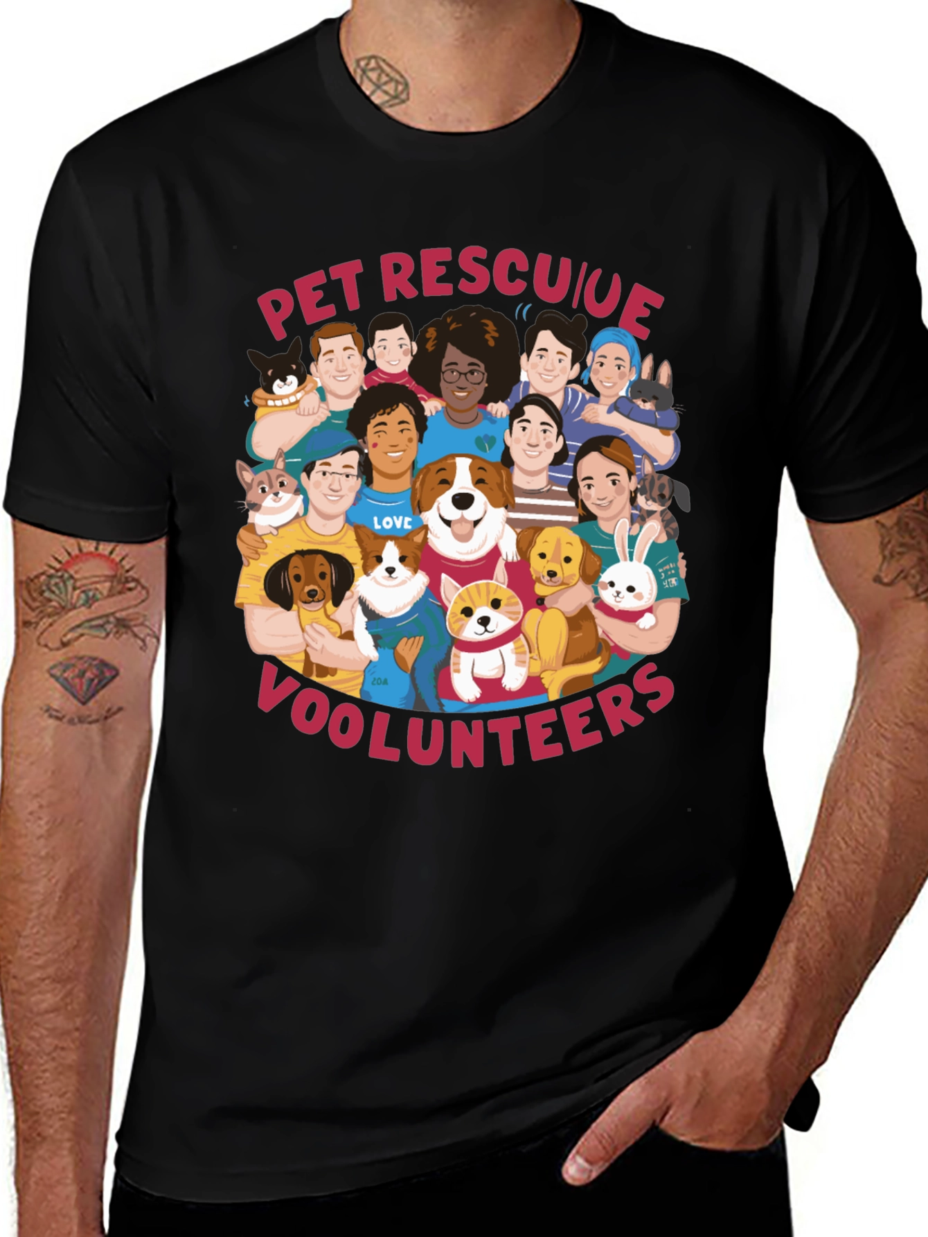 Variant 4 of Pet Rescue Volunteer Graphic T-Shirt