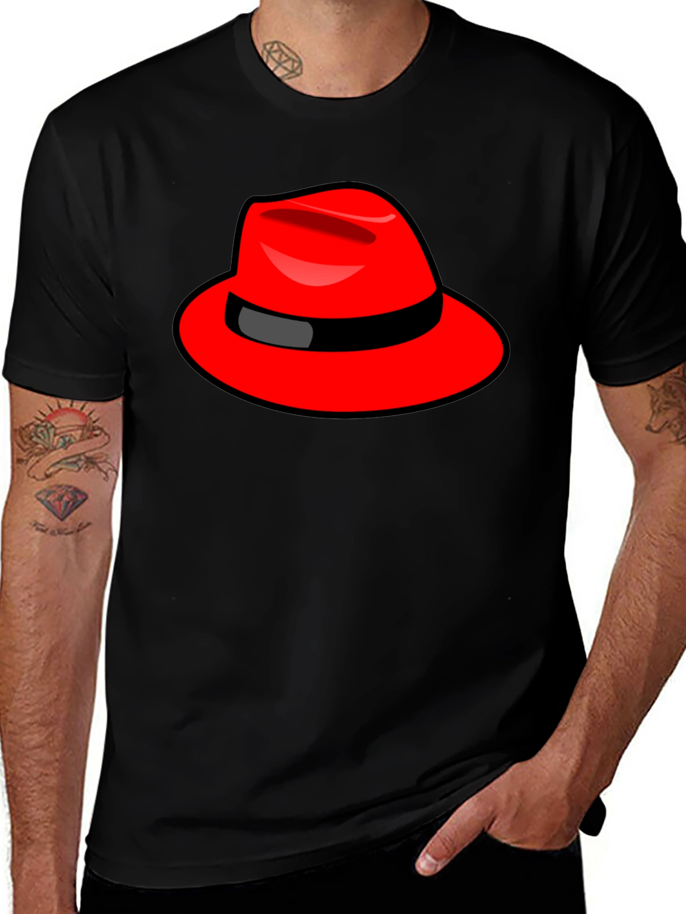 Variant 27 of Red Hat Graphic Black T-Shirt