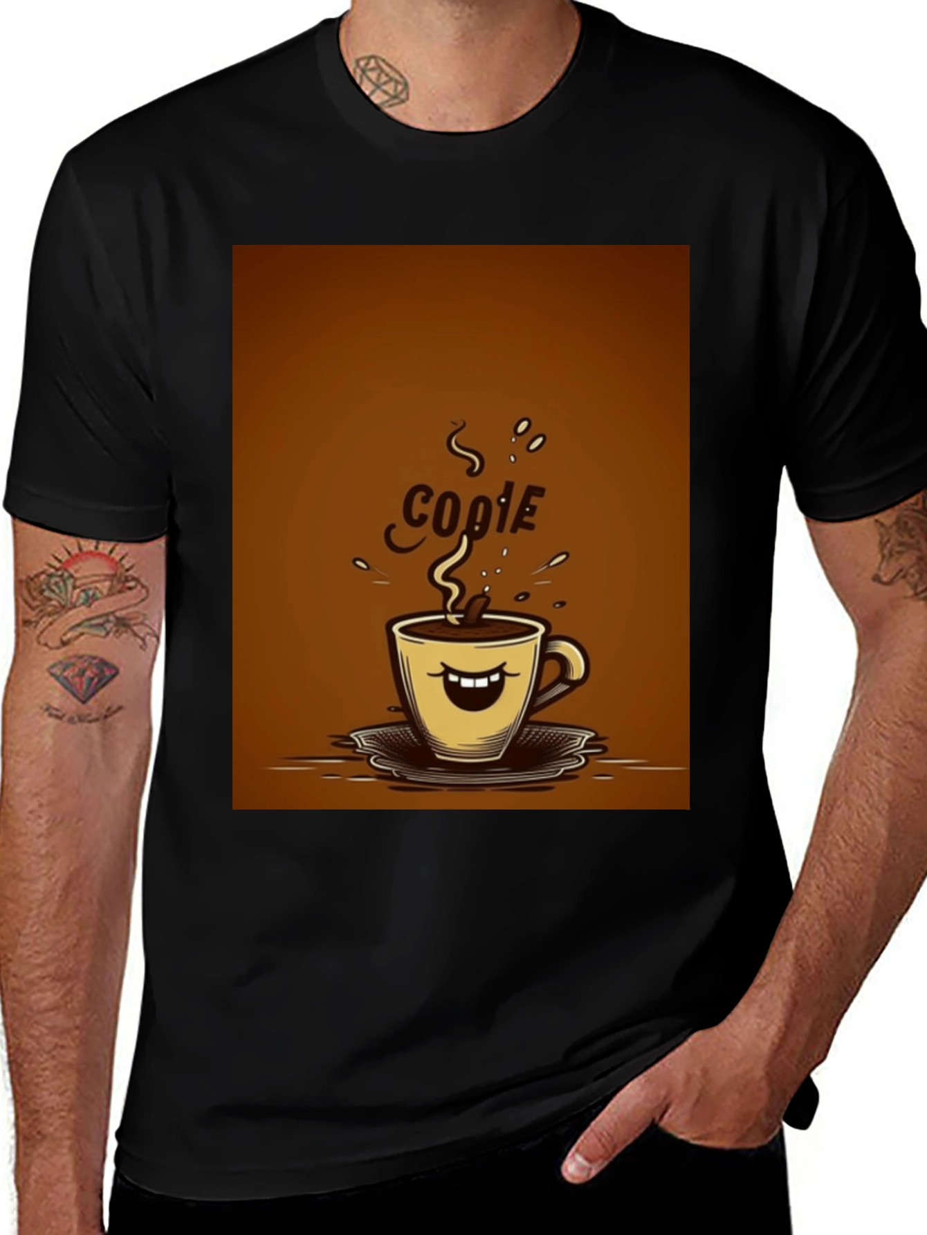 Variant 27 of Coffee Lover Tee - Cartoon Coffee Cup Graphic