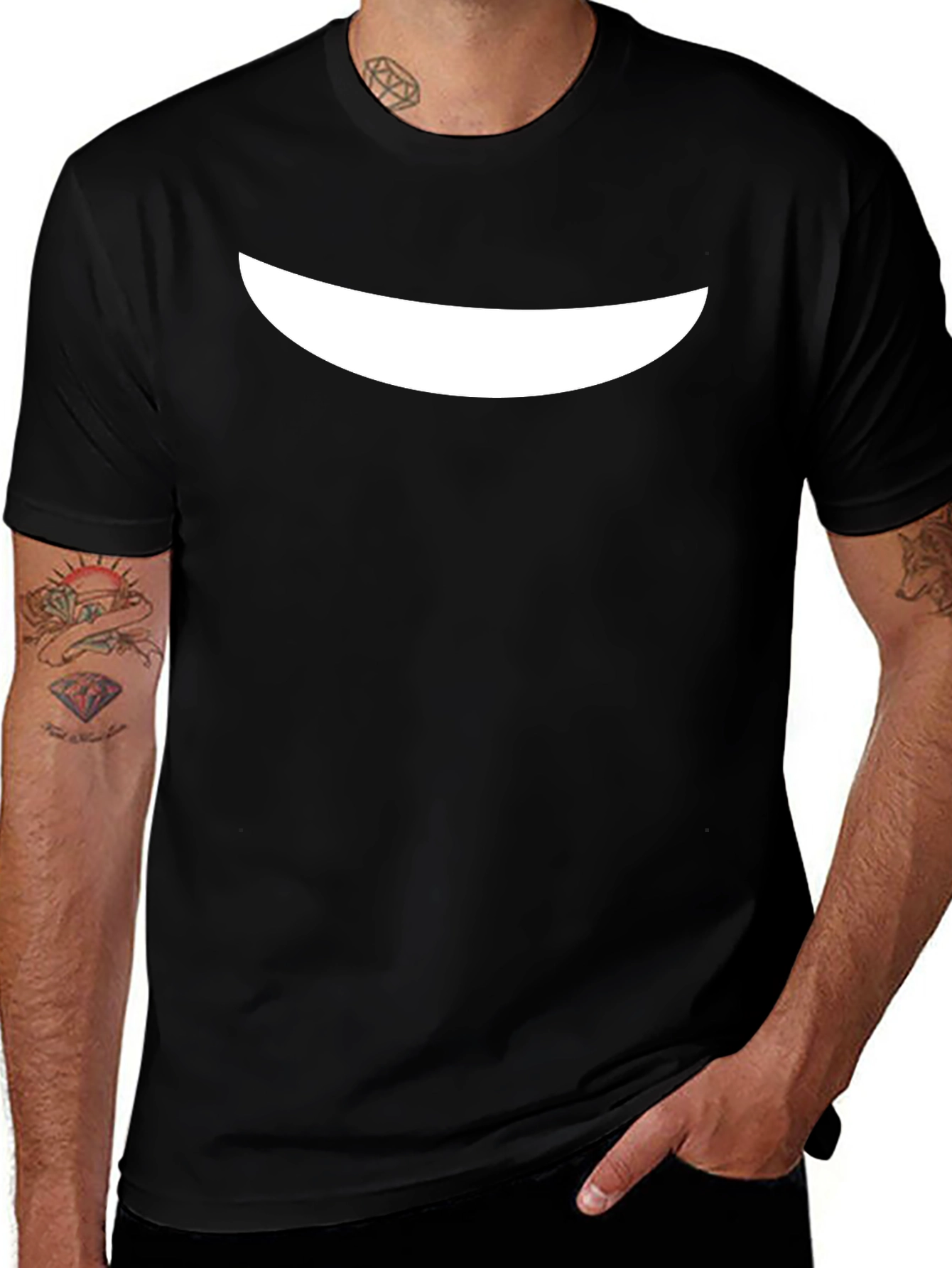 Variant 10 of Minimalist Curved Line Graphic Black T-Shirt