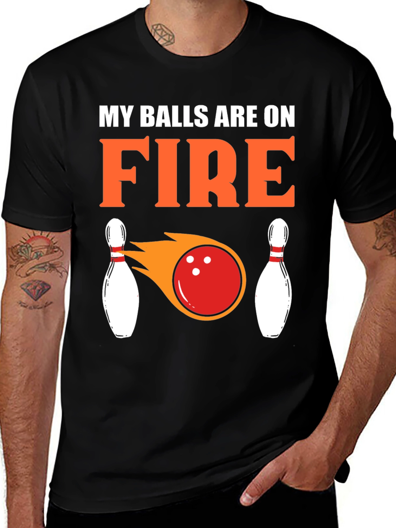Variant 2 of My Balls Are On Fire Bowling T-Shirt