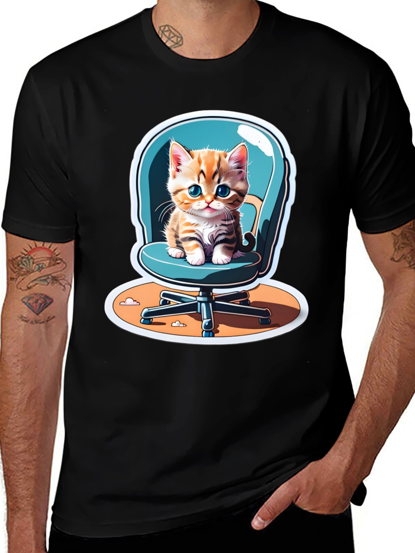 Variant 5 of Cute Kitten on Office Chair T-Shirt