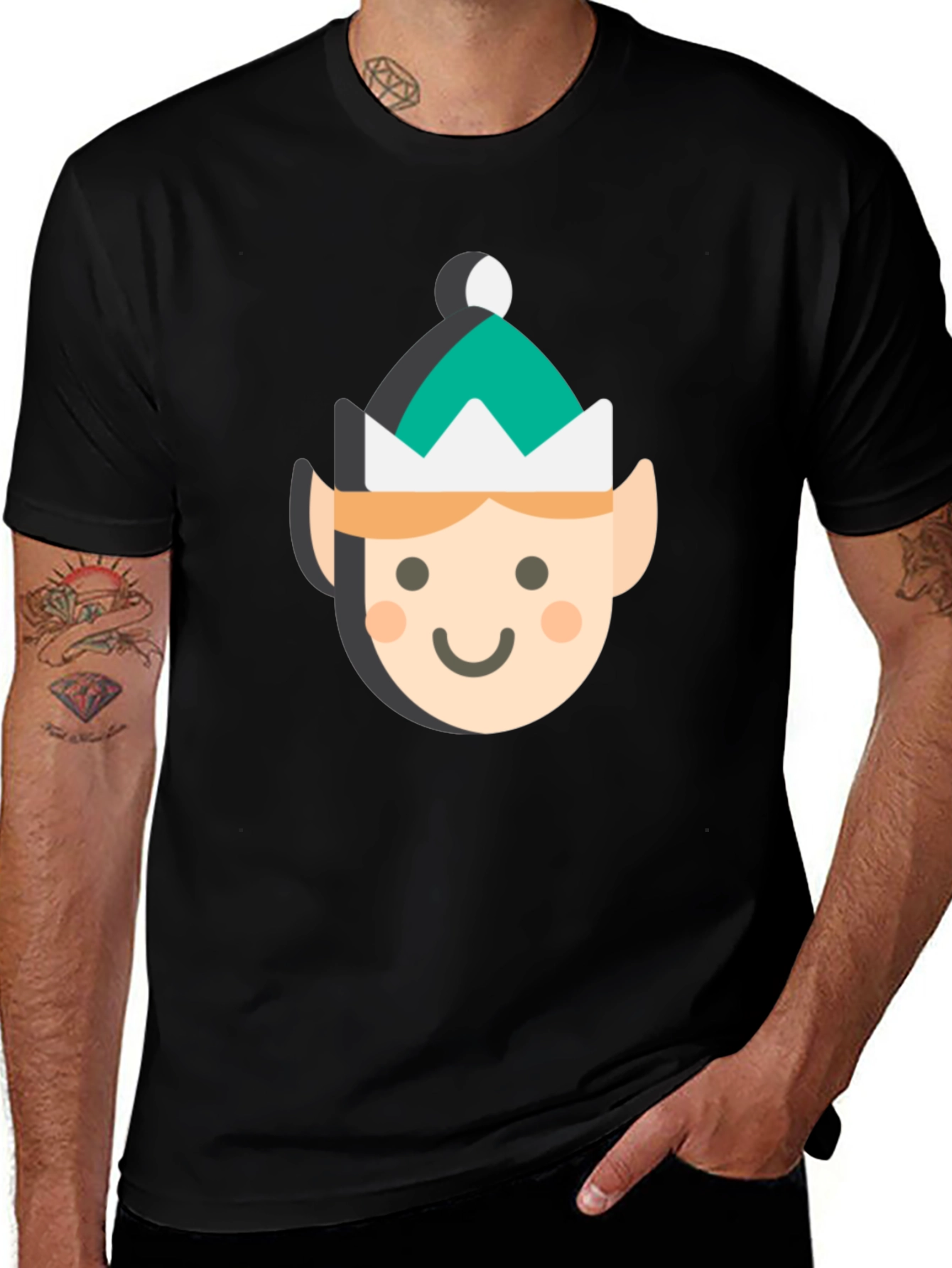 Variant 8 of Elf Face Graphic Tee - Holiday Cheer!