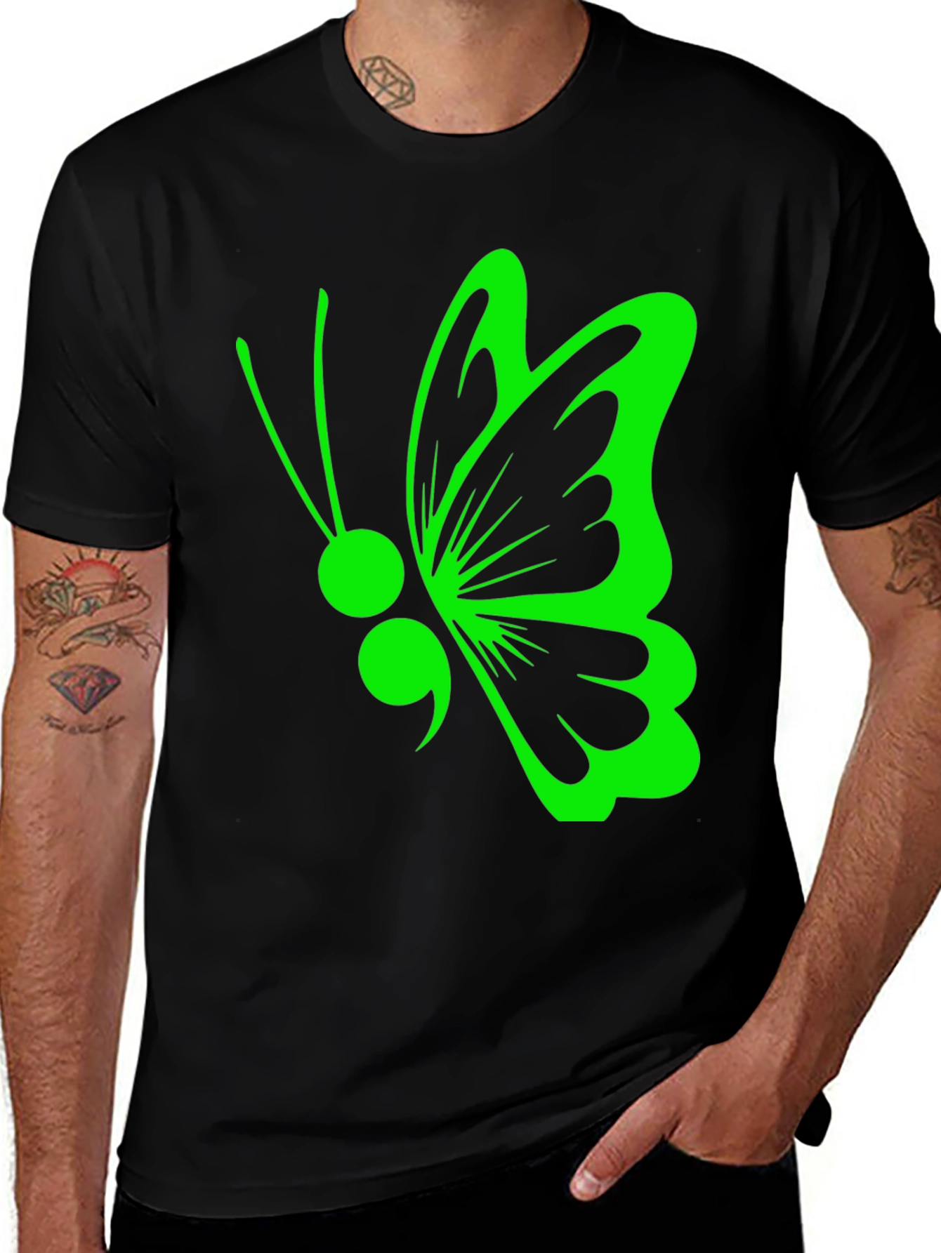 Variant 10 of Semicolon Butterfly Black T-Shirt
