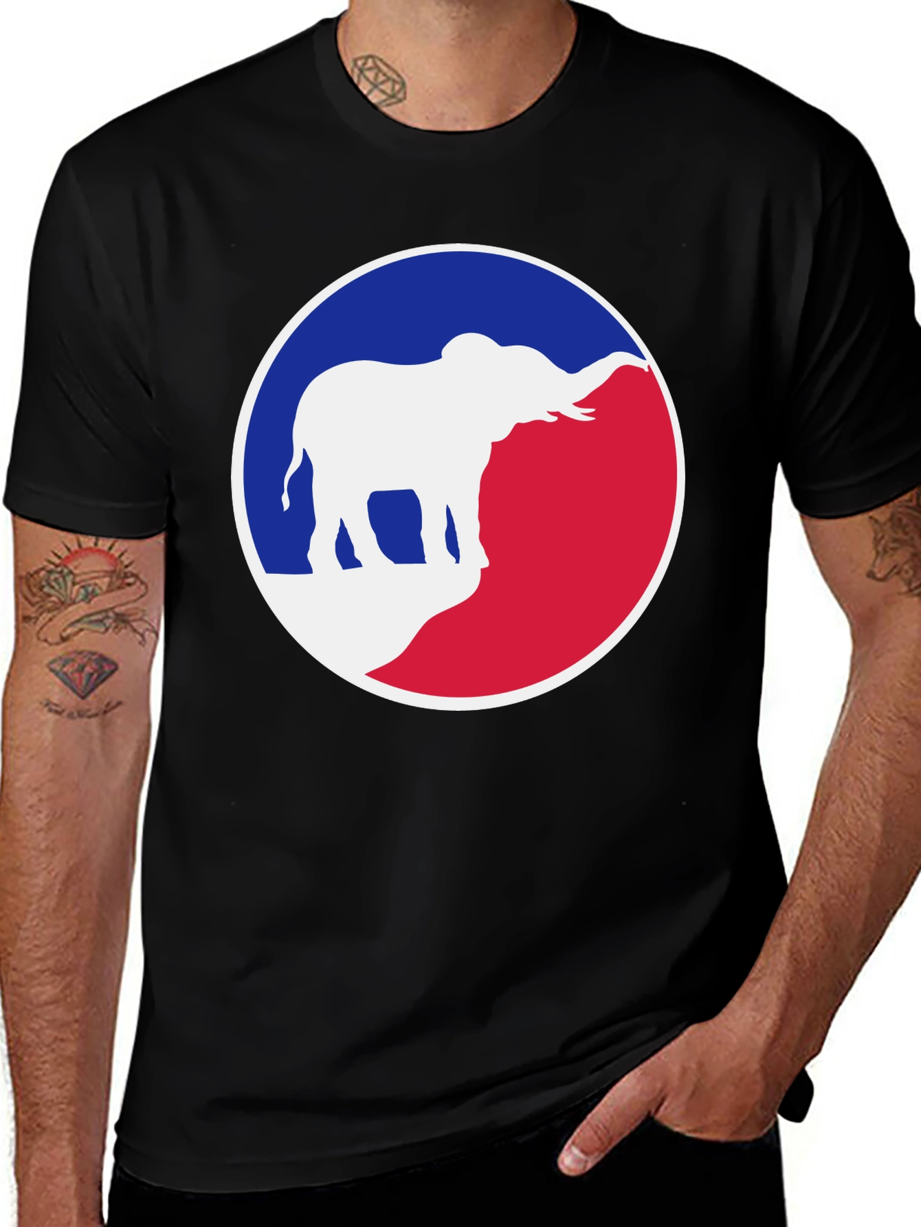 Variant 6 of Elephant Graphic Tee - Patriotic Red, White & Blue