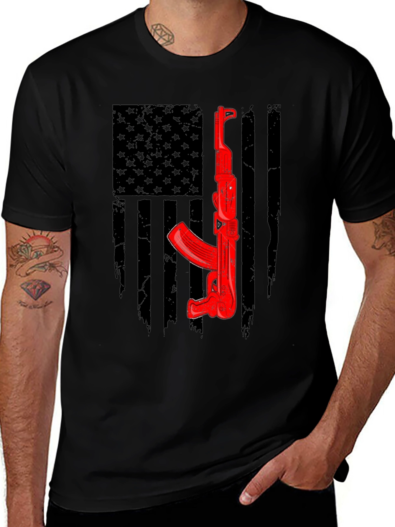 Variant 30 of American Flag AK-47 Graphic Tee