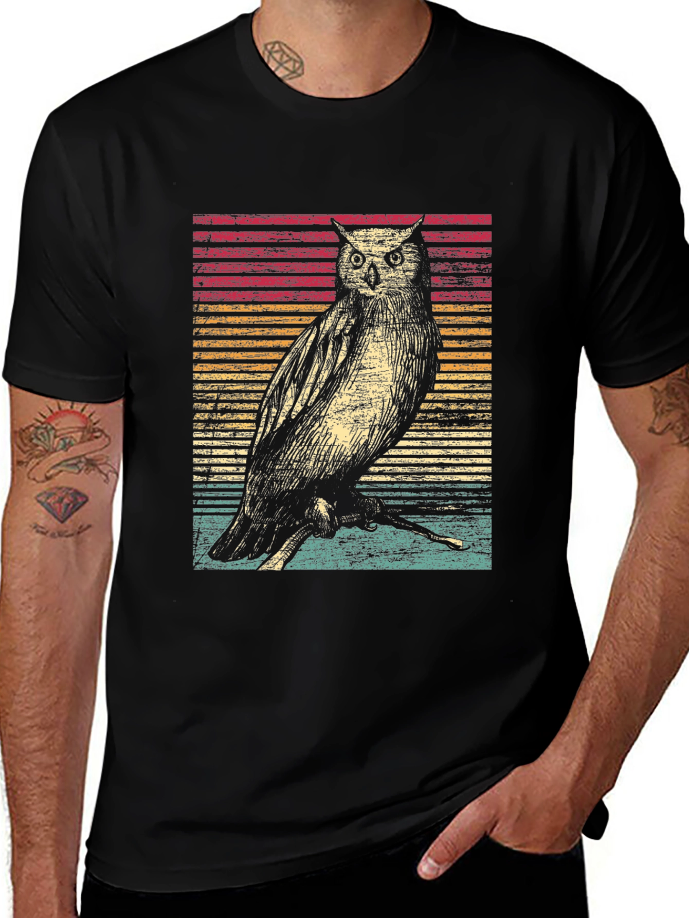 Variant 24 of Vintage Owl Graphic Tee - Retro Bird Lover Shirt