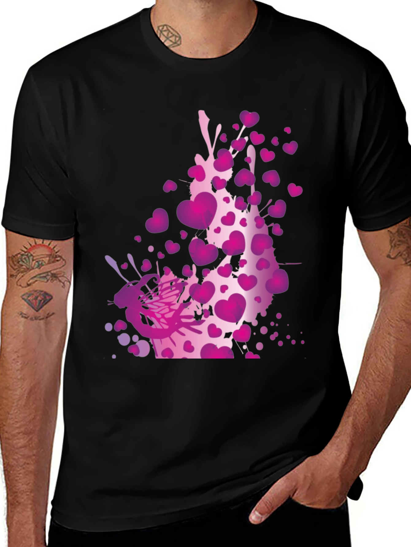 Variant 5 of Heart Splash Graphic Tee - Black