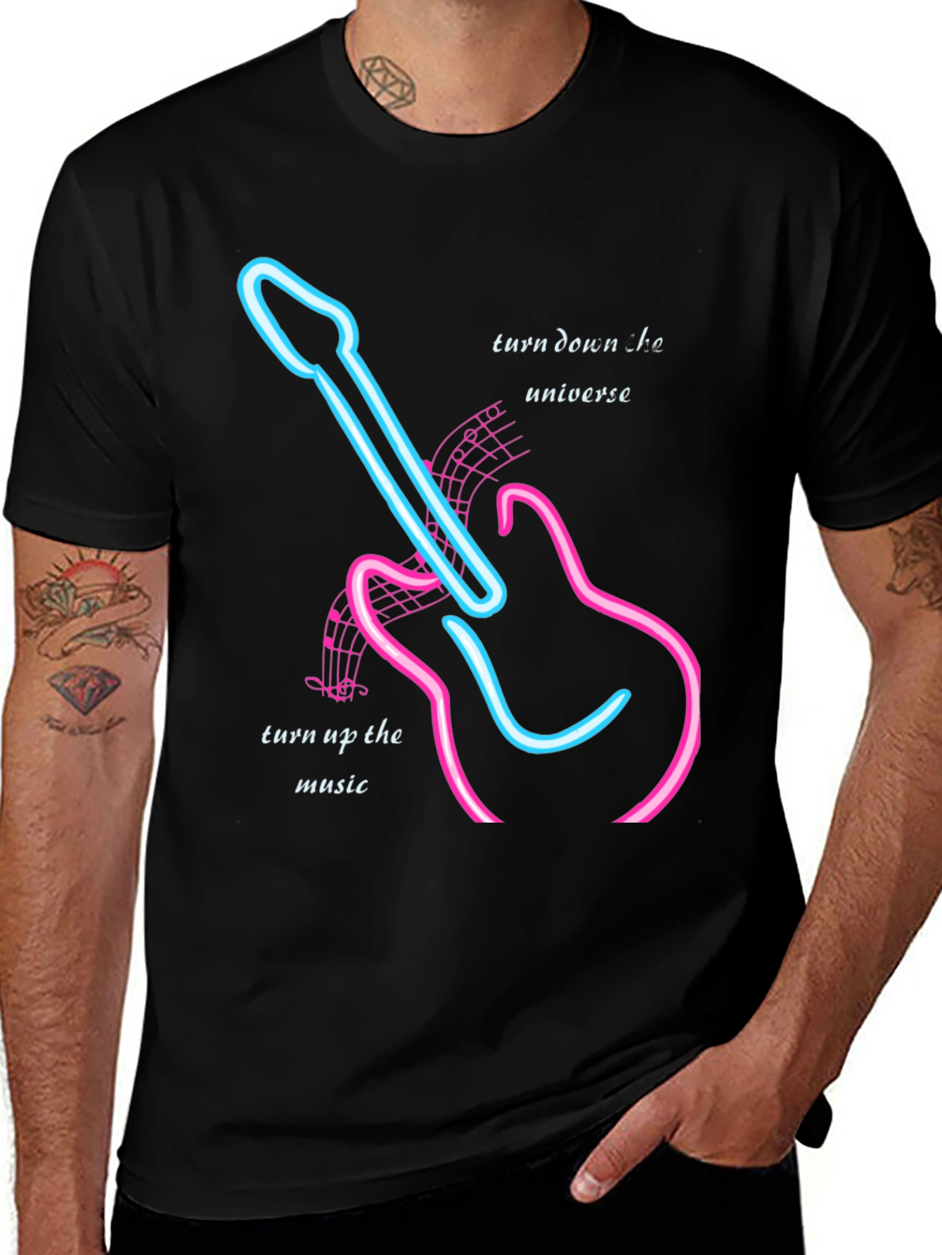 Variant 8 of Neon Guitar Music T-Shirt - Turn Up the Music!