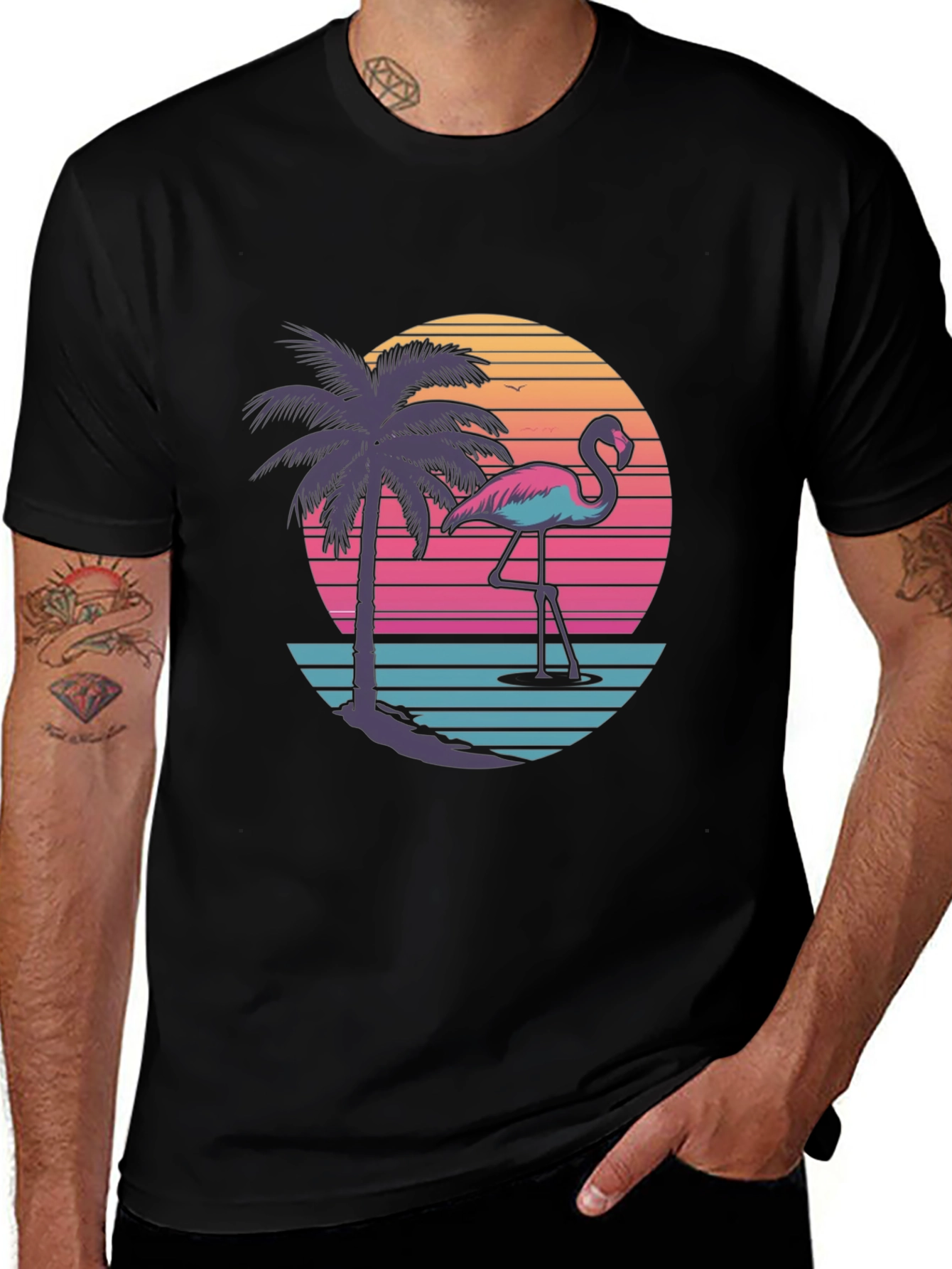 Variant 25 of Retro Flamingo Beach Graphic T-Shirt