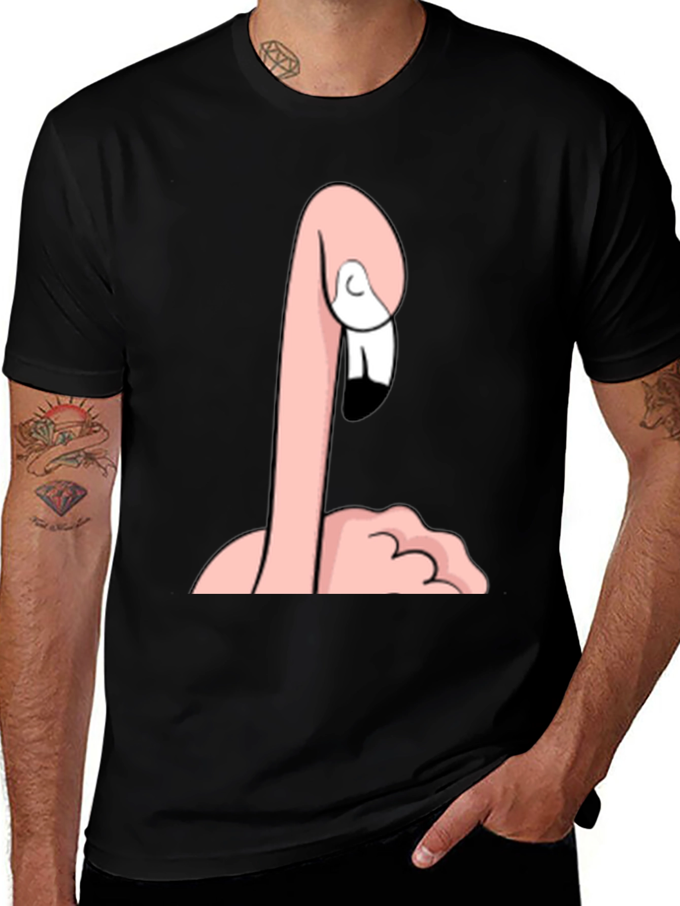 Variant 28 of Funny Flamingo Graphic Tee - Quirky Black T-Shirt