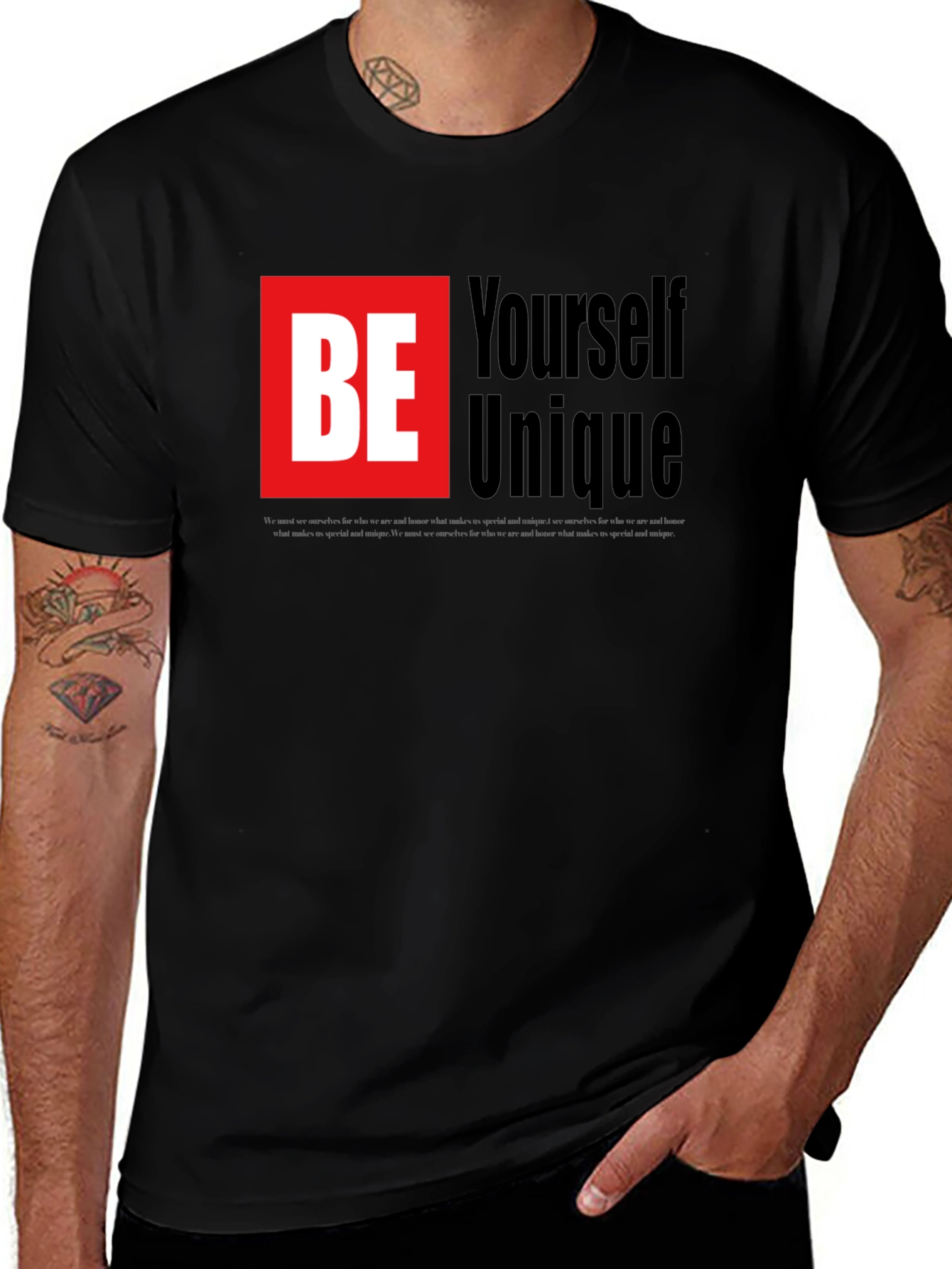 Black Be Yourself Unique Graphic Tee - Black main image