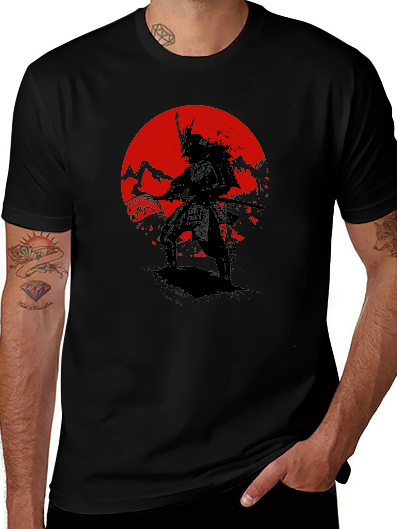 Variant 22 of Samurai Sunset Graphic T-Shirt - Black