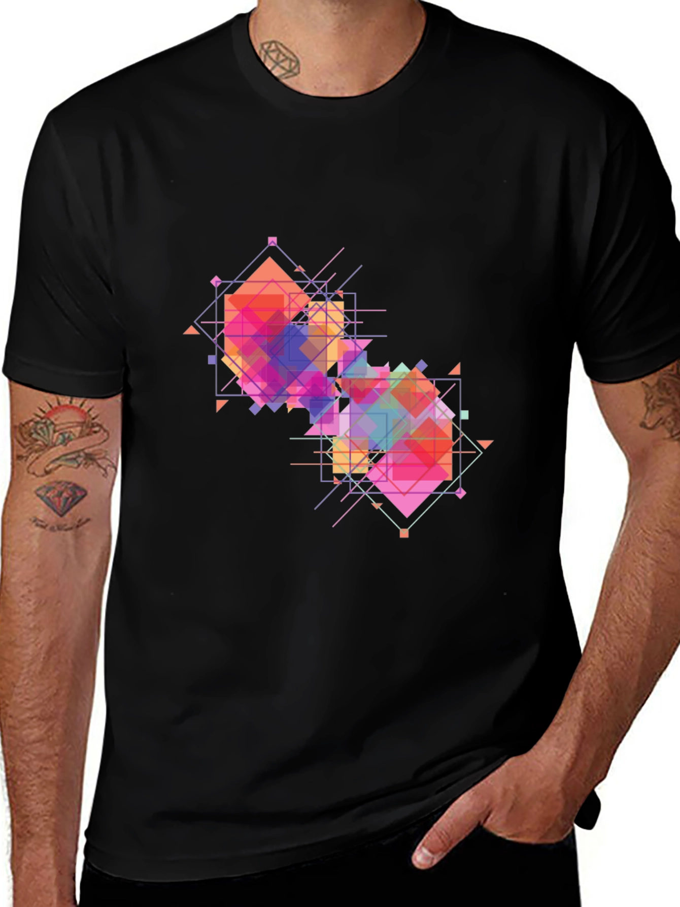 Variant 2 of Geometric Abstract Black T-Shirt