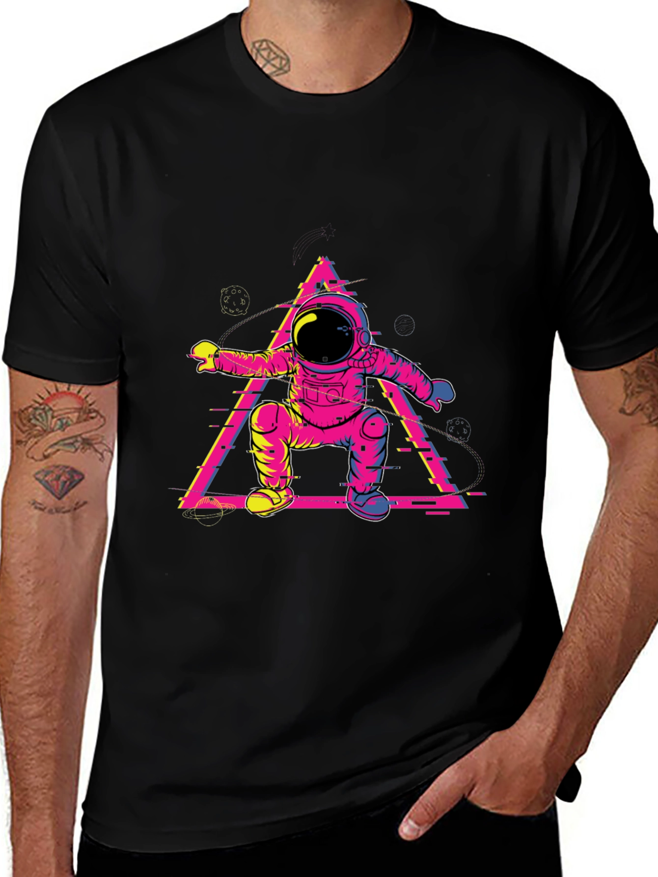 Variant 7 of Astronaut Glitch Triangle T-Shirt