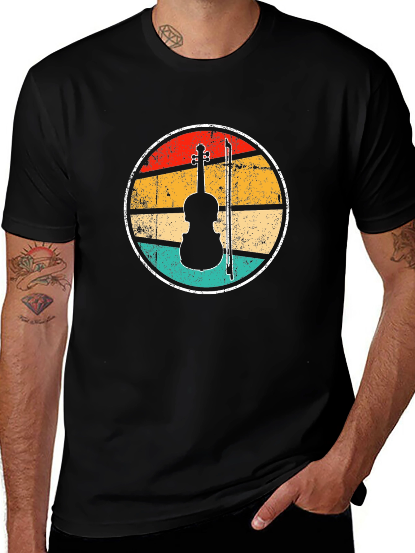 Variant 8 of Vintage Violin Silhouette Graphic Tee