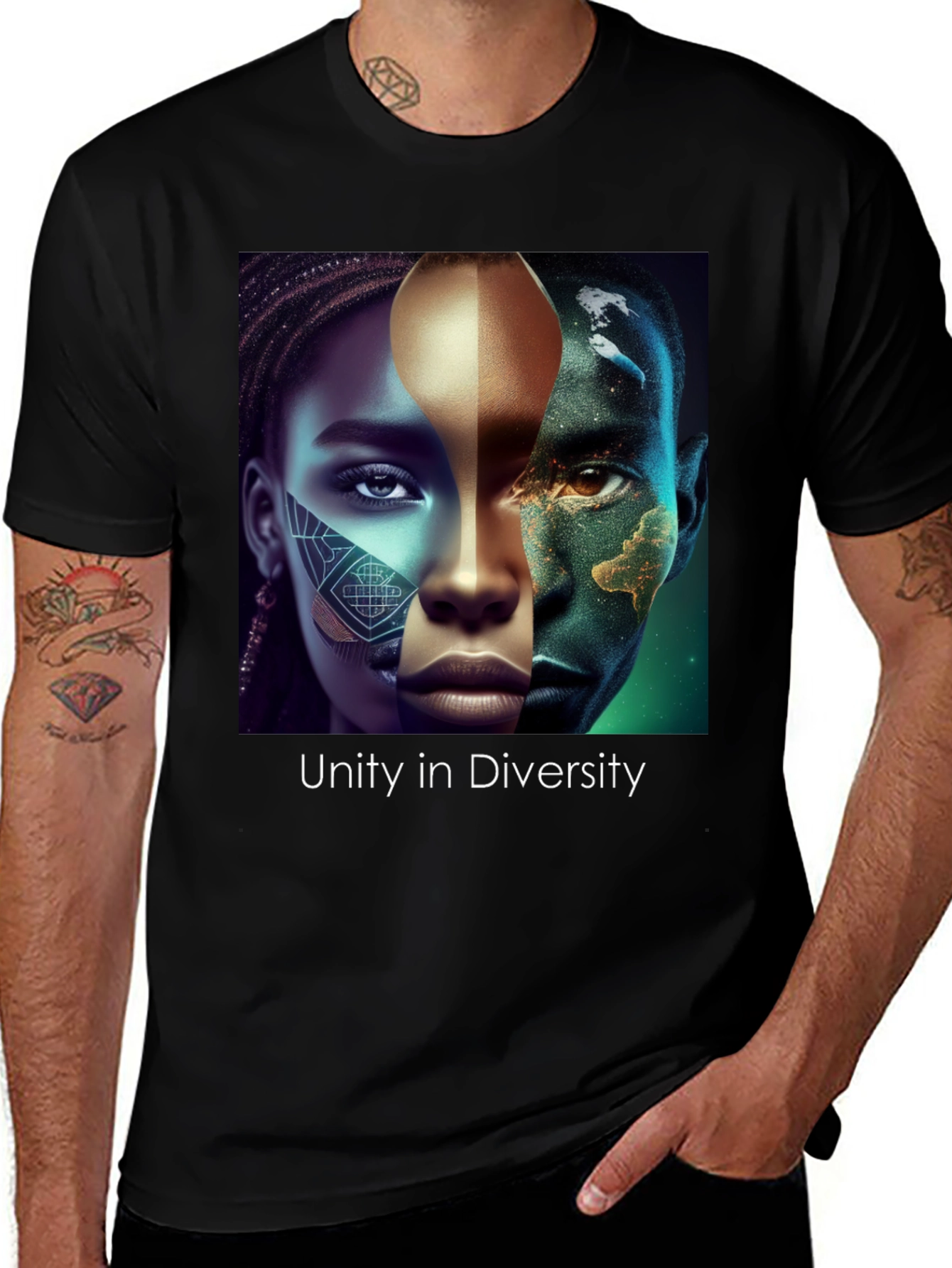 Variant 18 of Unity in Diversity Graphic Tee - Black