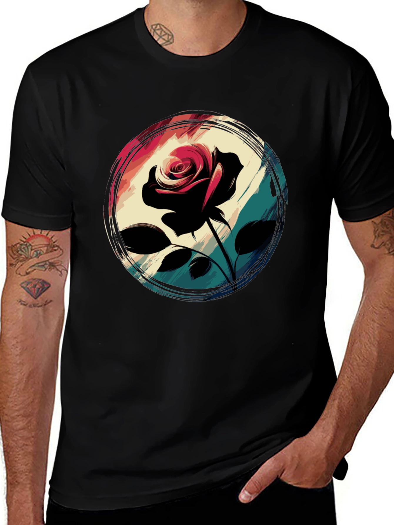 Variant 27 of Vintage Rose Graphic T-Shirt - Stylish Floral Tee