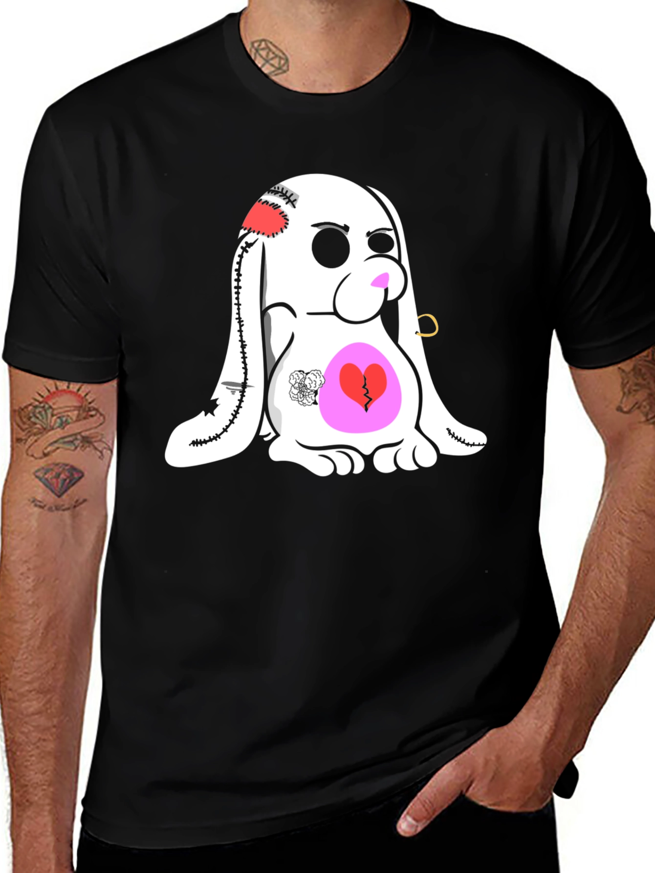 Variant 26 of Sad Bunny Graphic Tee - Black Cotton Casual T-Shirt